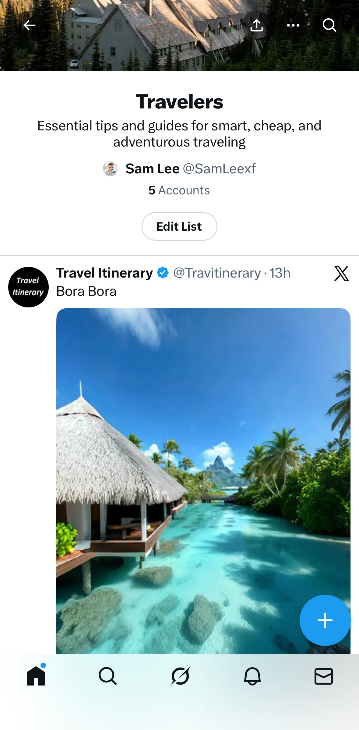 X Screen screen in the Editing a list flow
