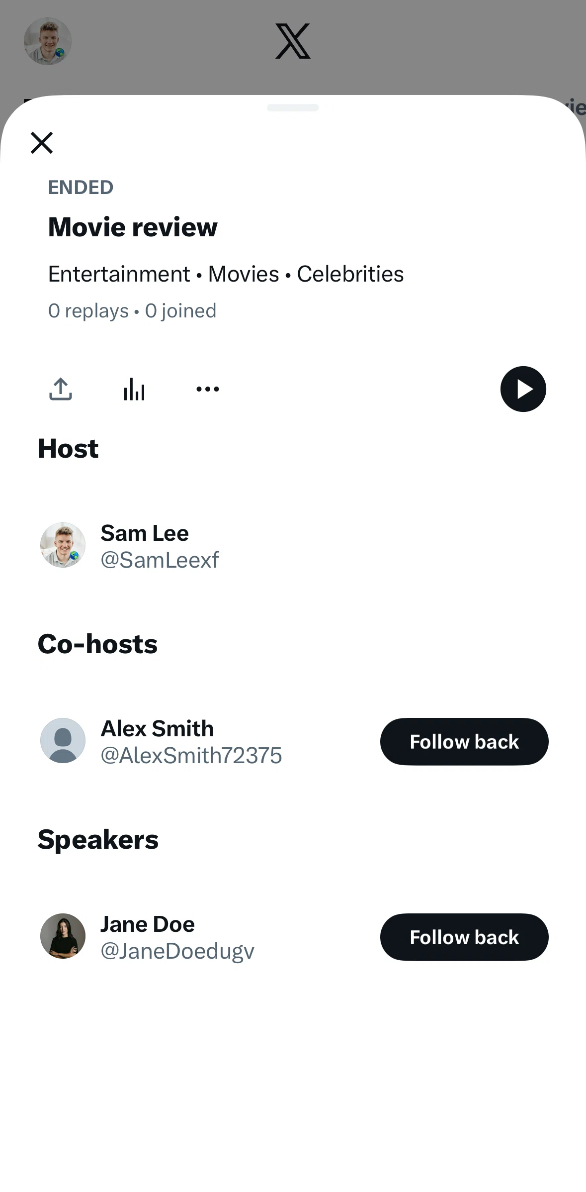 X Screen screen in the Editing start time flow
