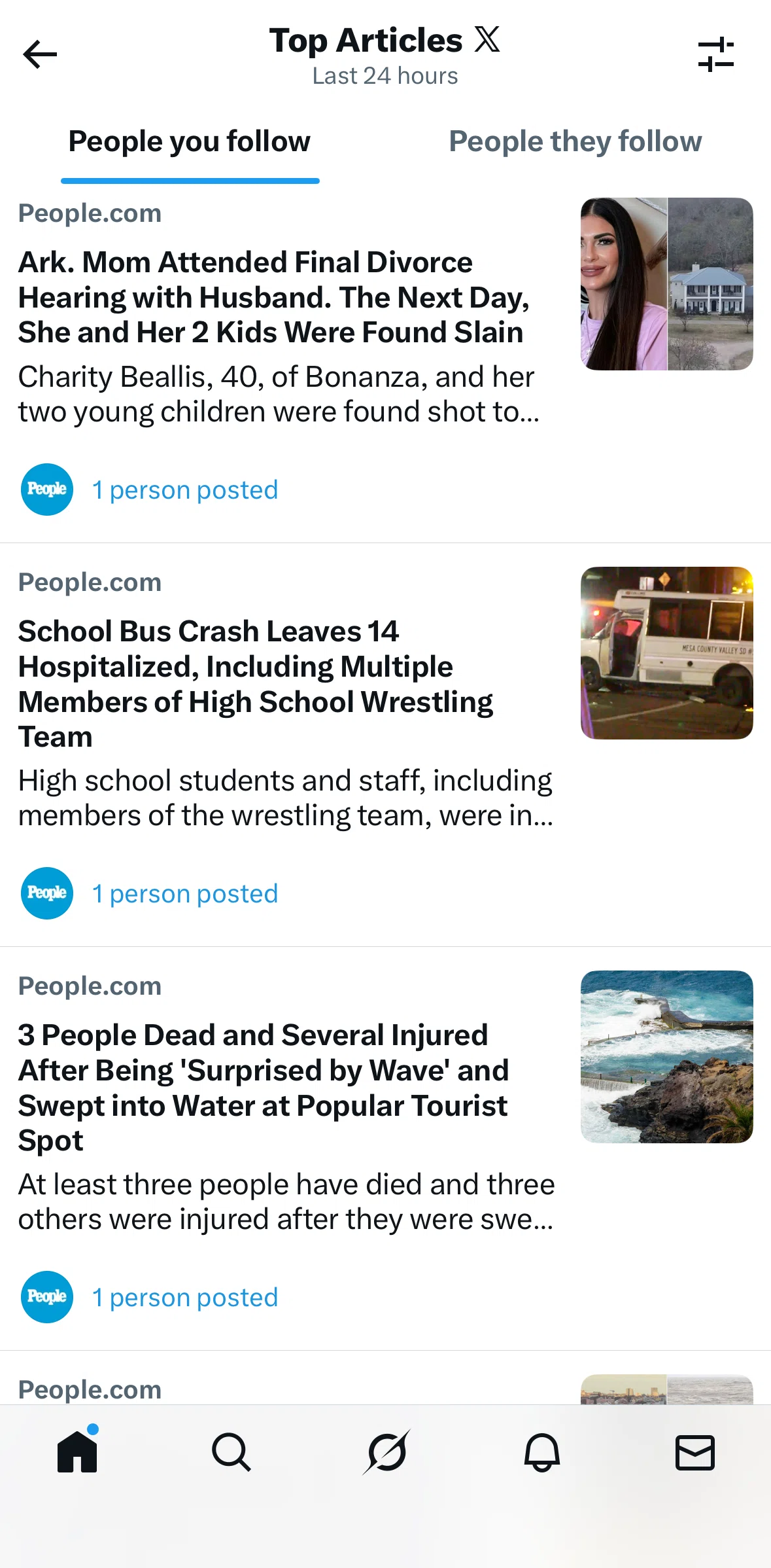X Screen screen in the Filtering articles flow