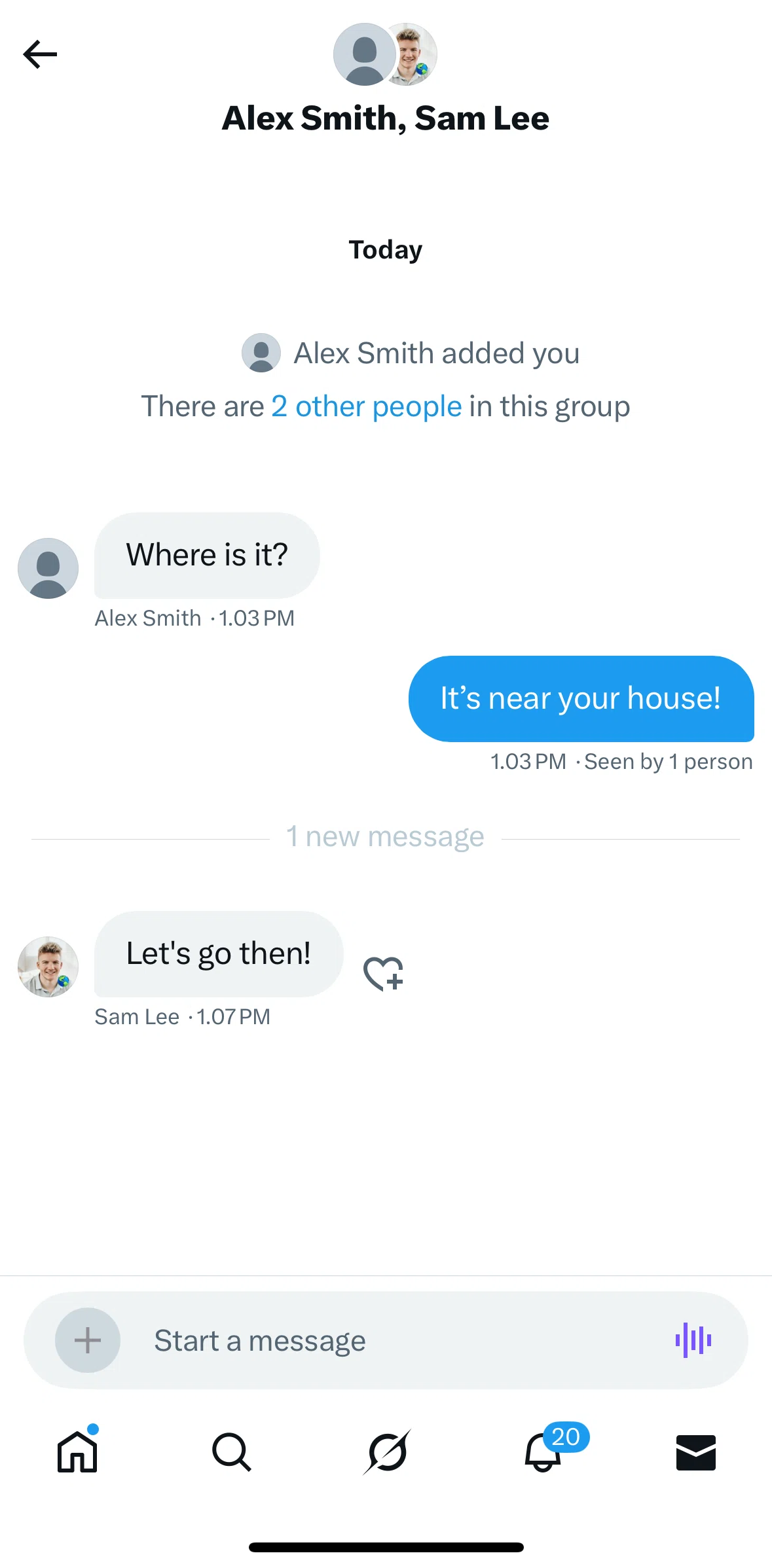 X Screen screen in the Group info flow