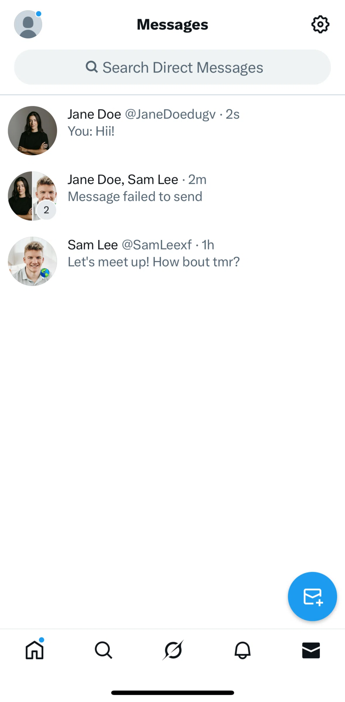 X Screen screen in the Messages settings flow