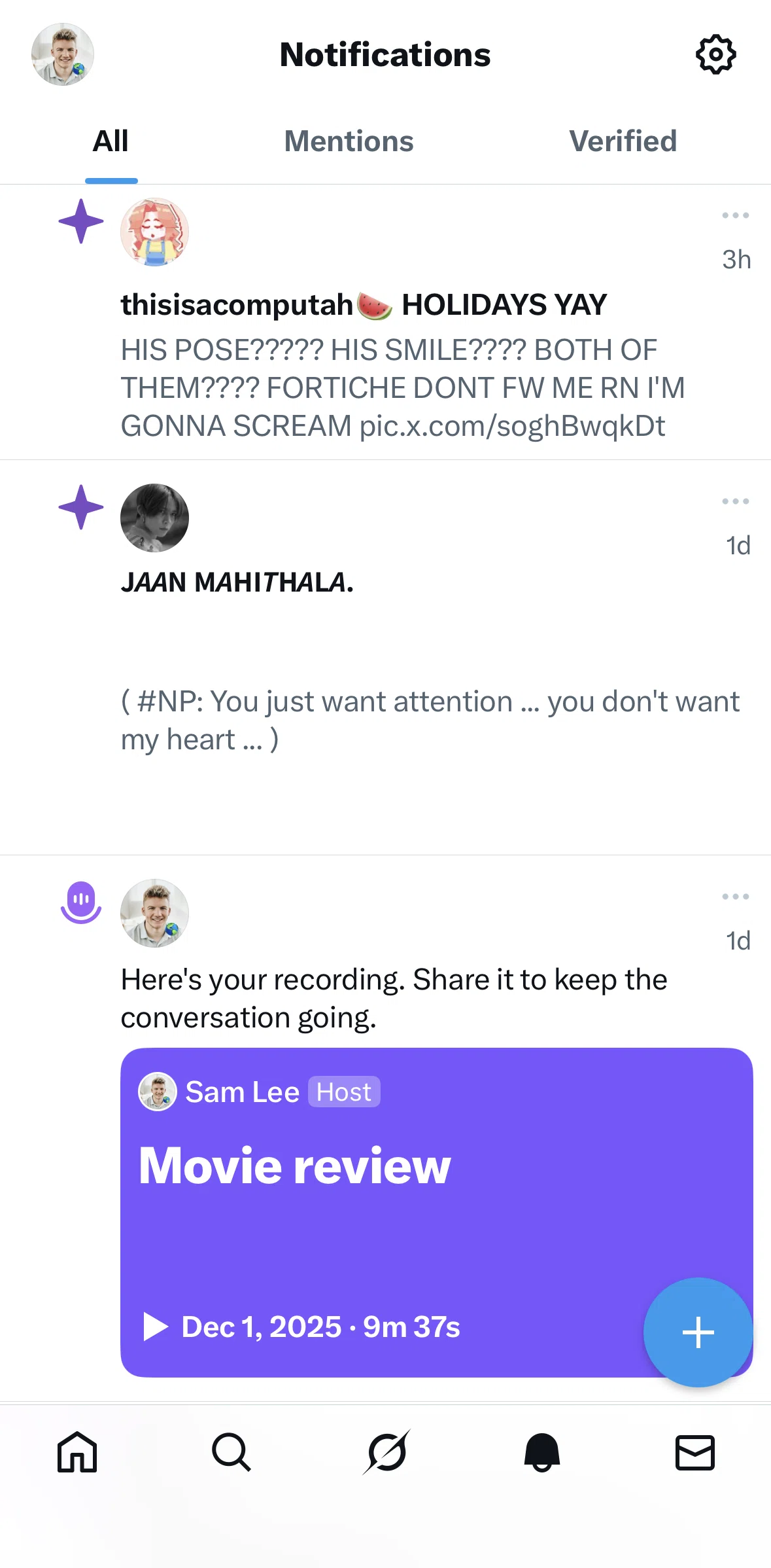 X Screen screen in the Notification settings flow