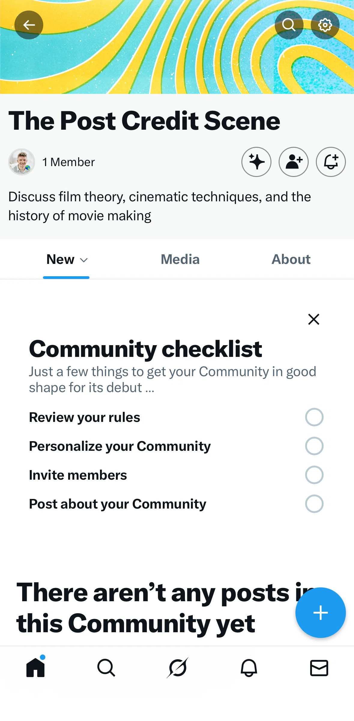 X Screen screen in the Publishing a community flow