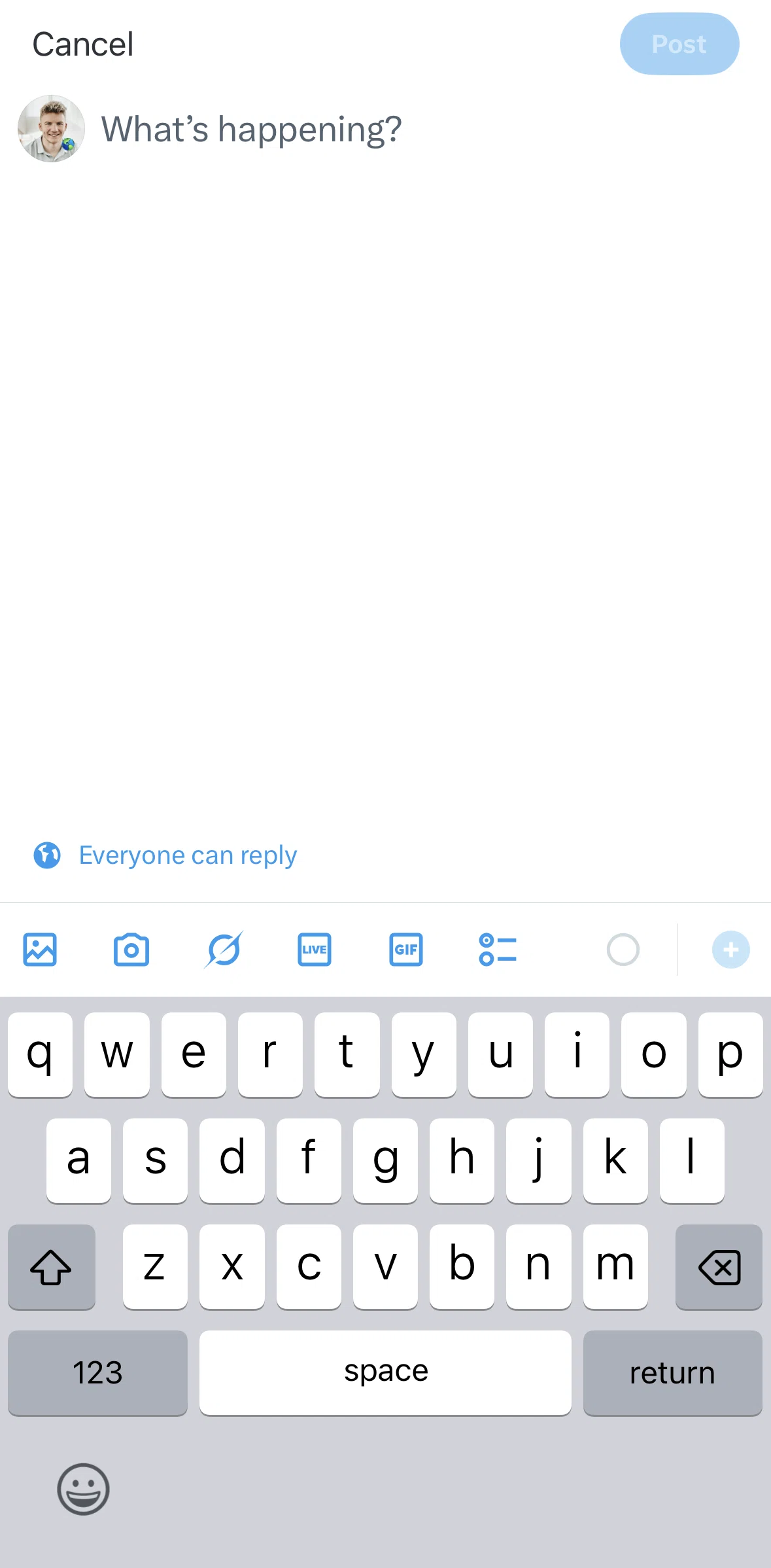 X Screen screen in the Publishing a GIF flow