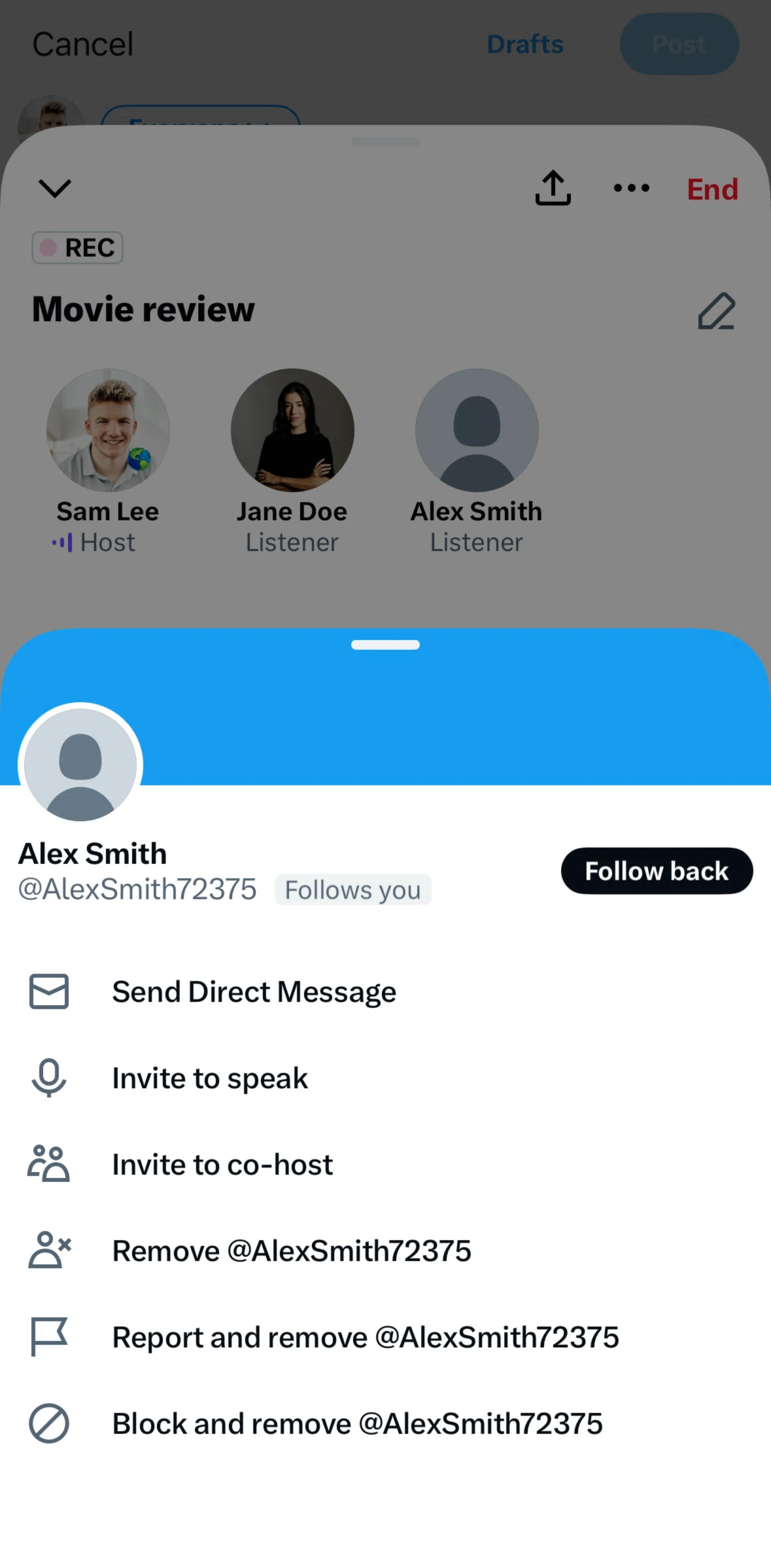 X Screen screen in the Removing a person flow
