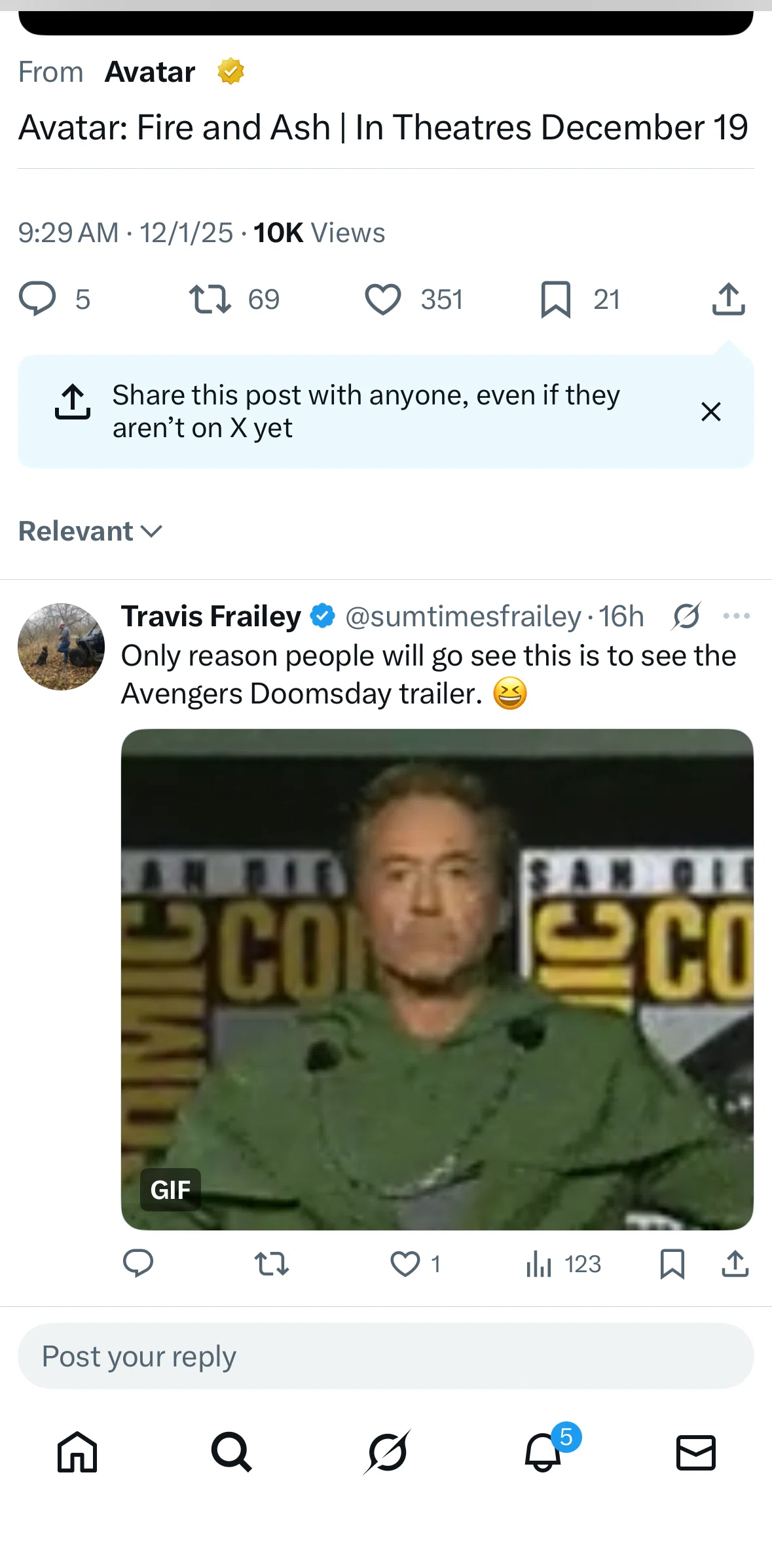 X Screen screen in the Reposting a post flow