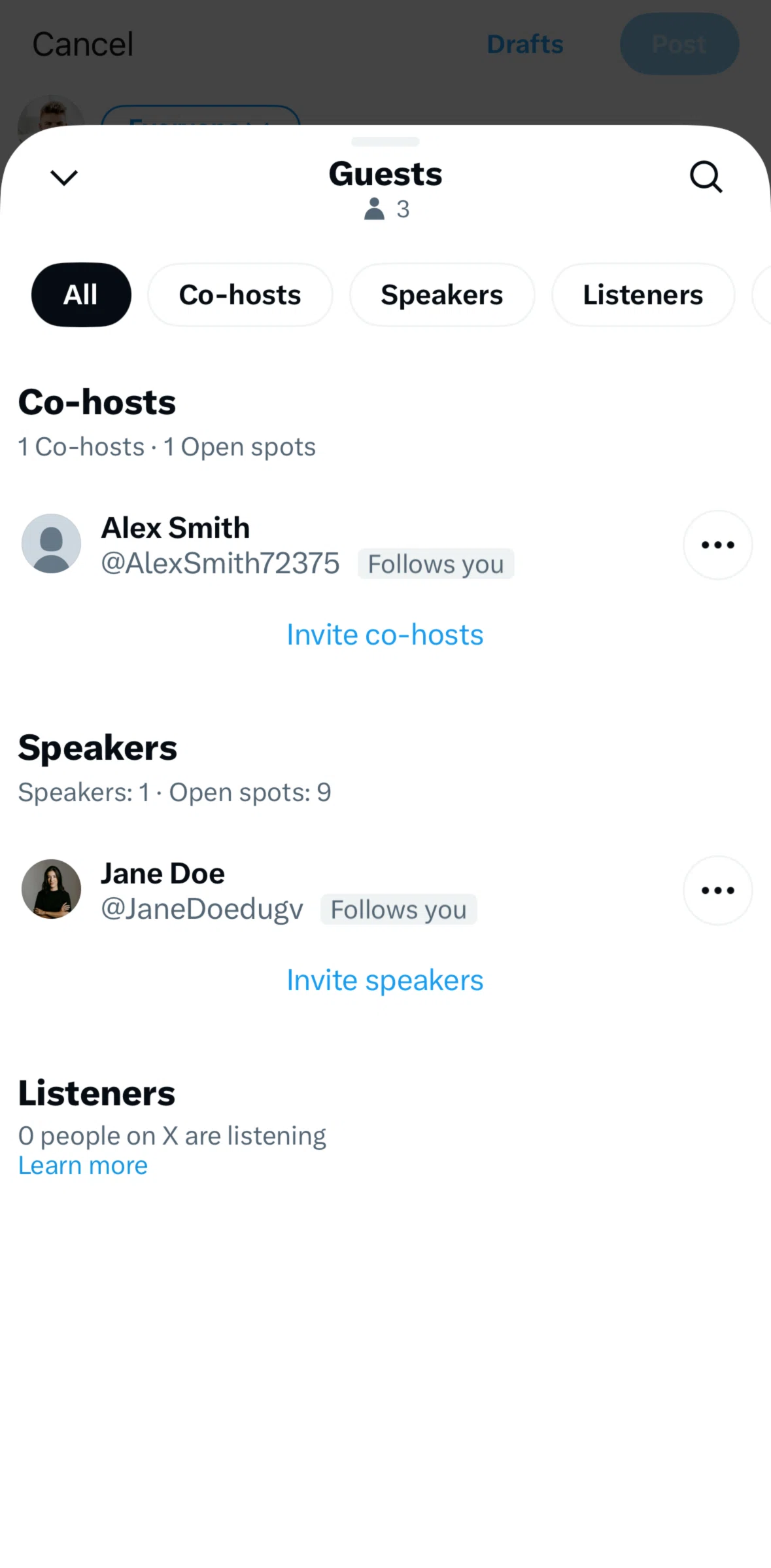 X Screen screen in the Searching guests flow