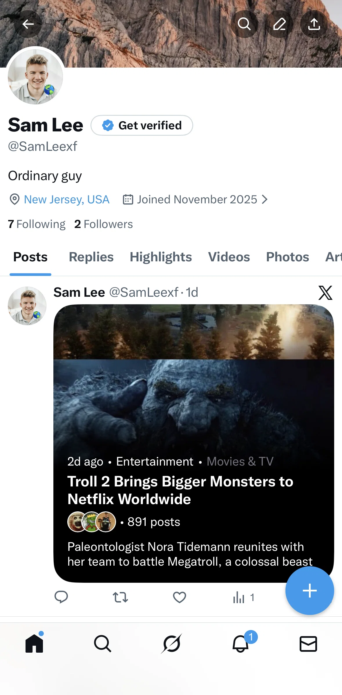 X Screen screen in the Searching posts flow