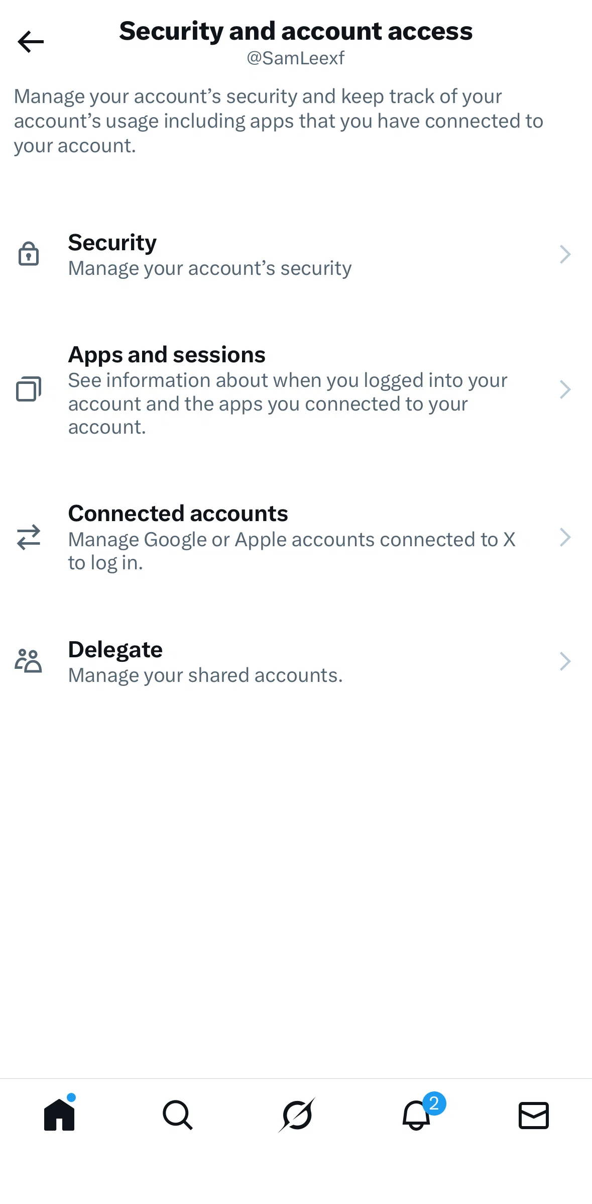 X Screen screen in the Security flow