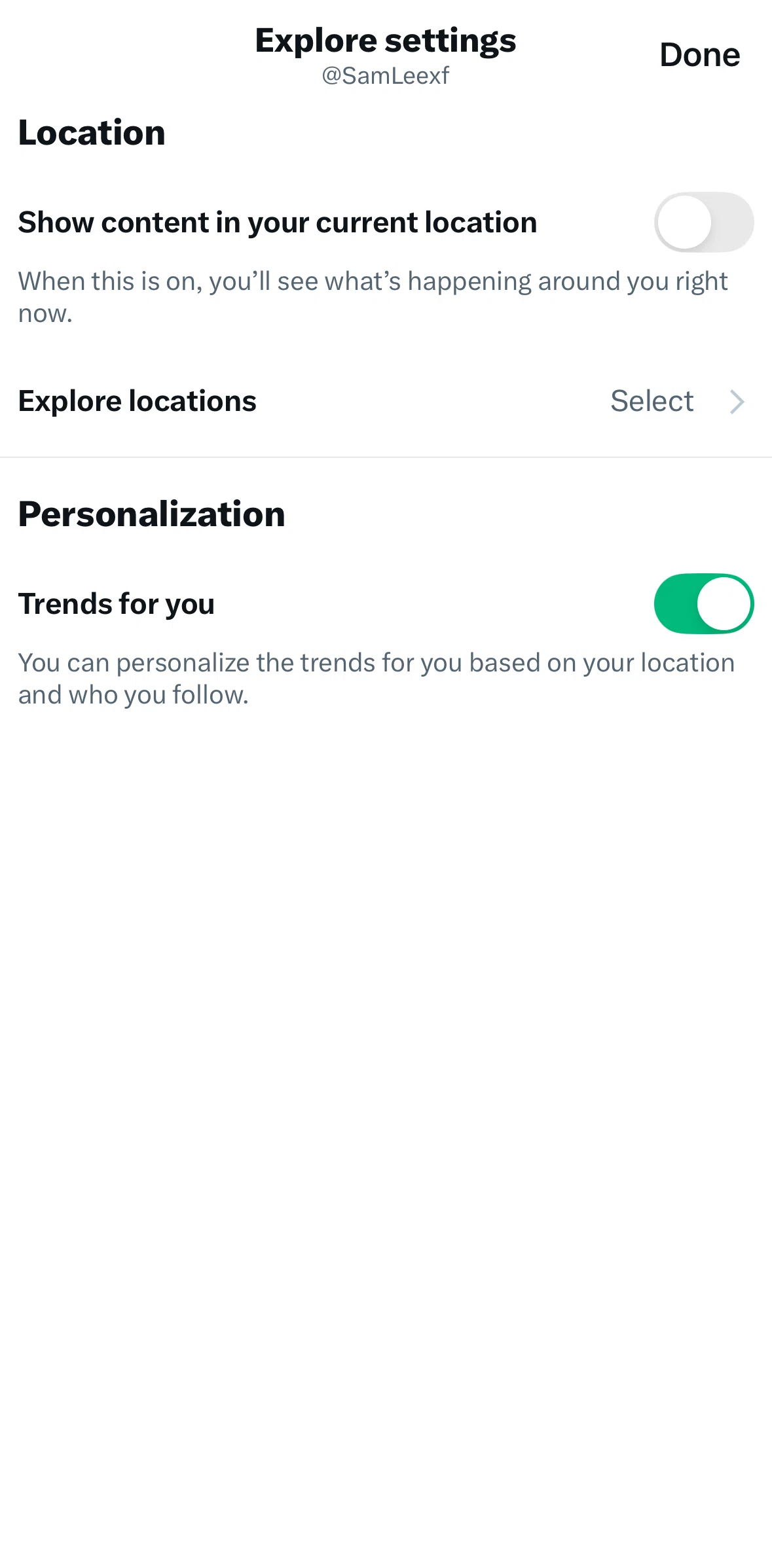 X Screen screen in the Selecting explore location flow