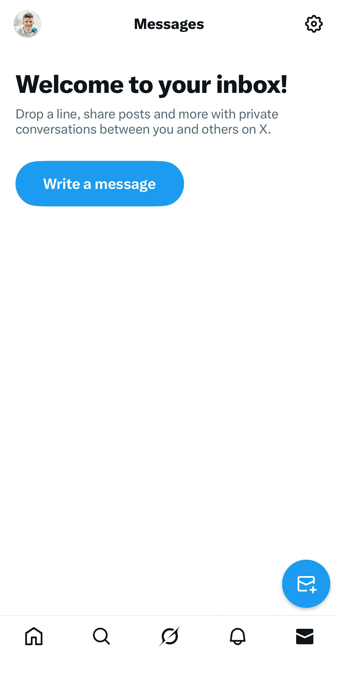 X Screen screen in the Sending a message flow