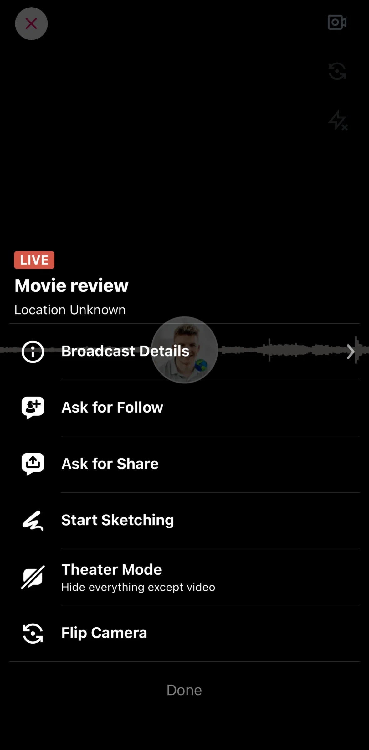 X Screen screen in the Switching to theater mode flow