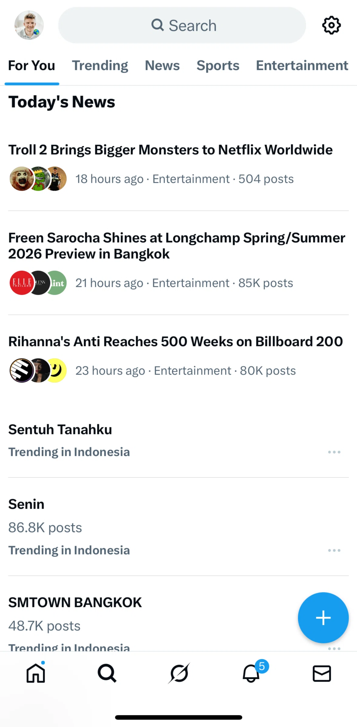 X Screen screen in the Trend detail flow