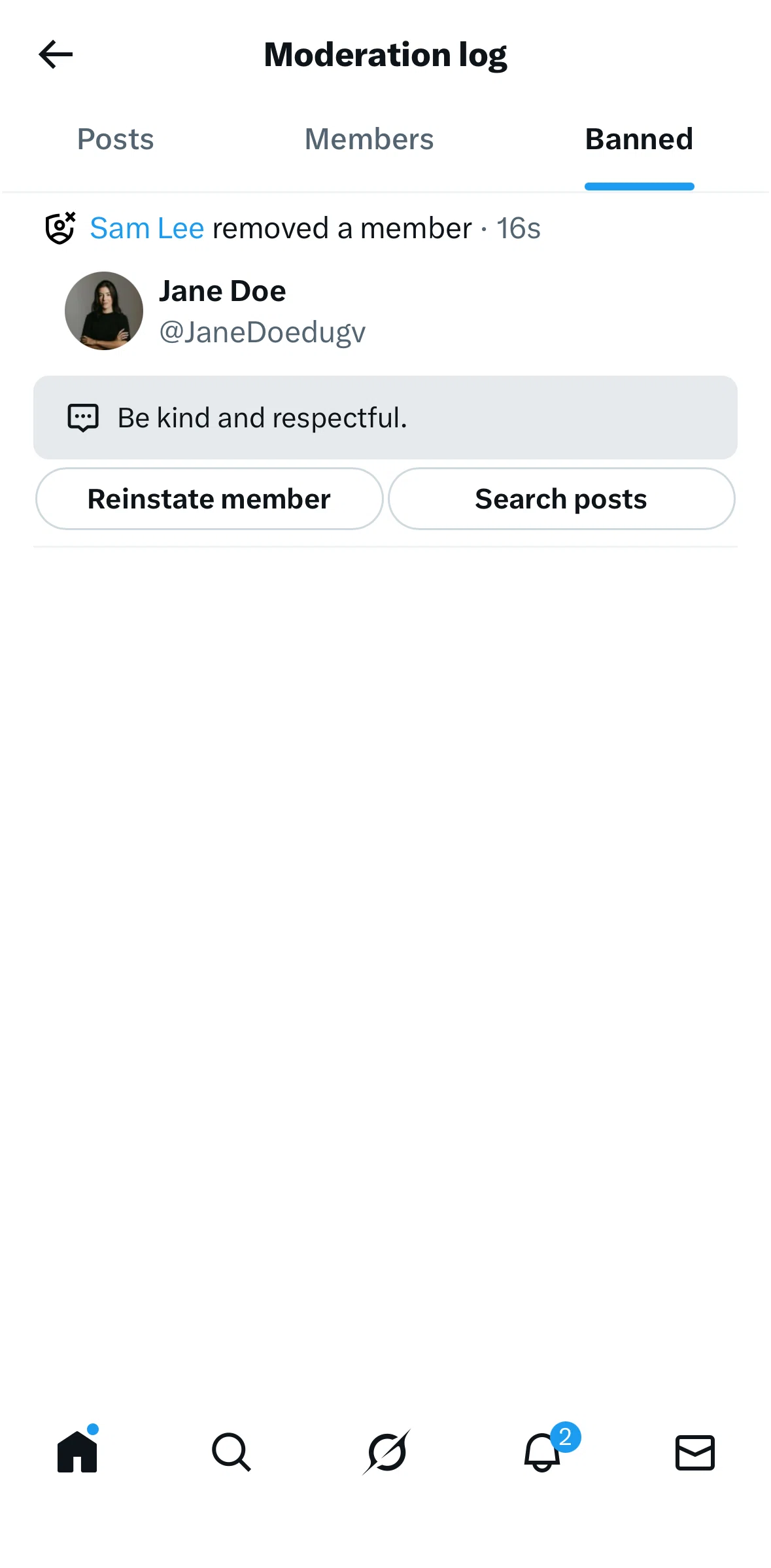 X Screen screen in the Unblocking a member flow
