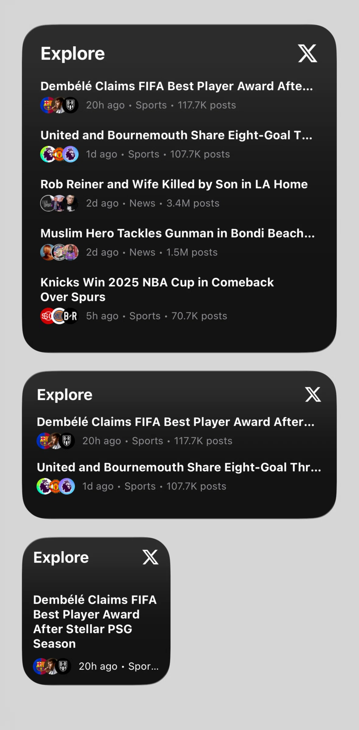 X Screen screen in the Widgets flow