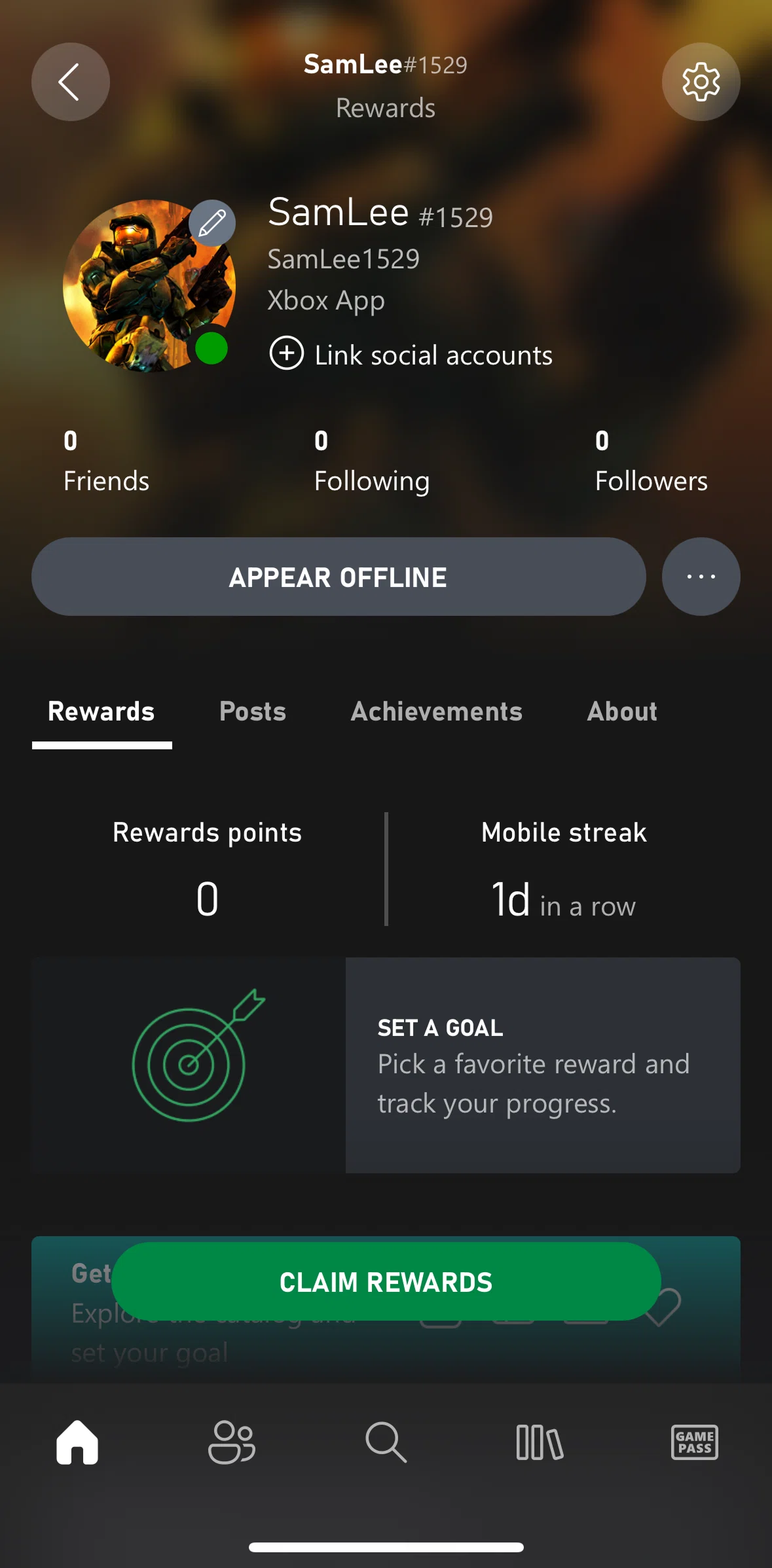 Xbox Screen screen in the Changing gamerpic flow
