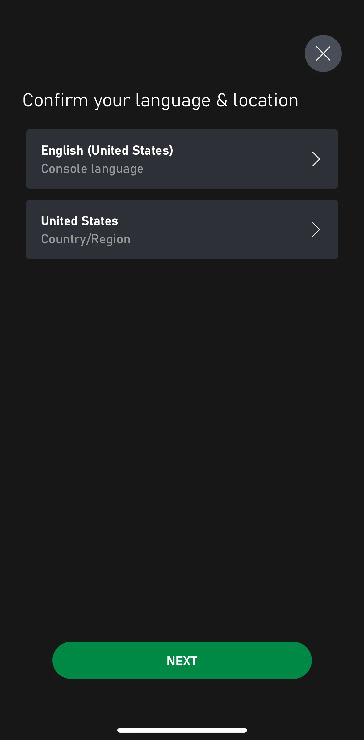 Xbox Screen screen in the Connecting console to internet flow