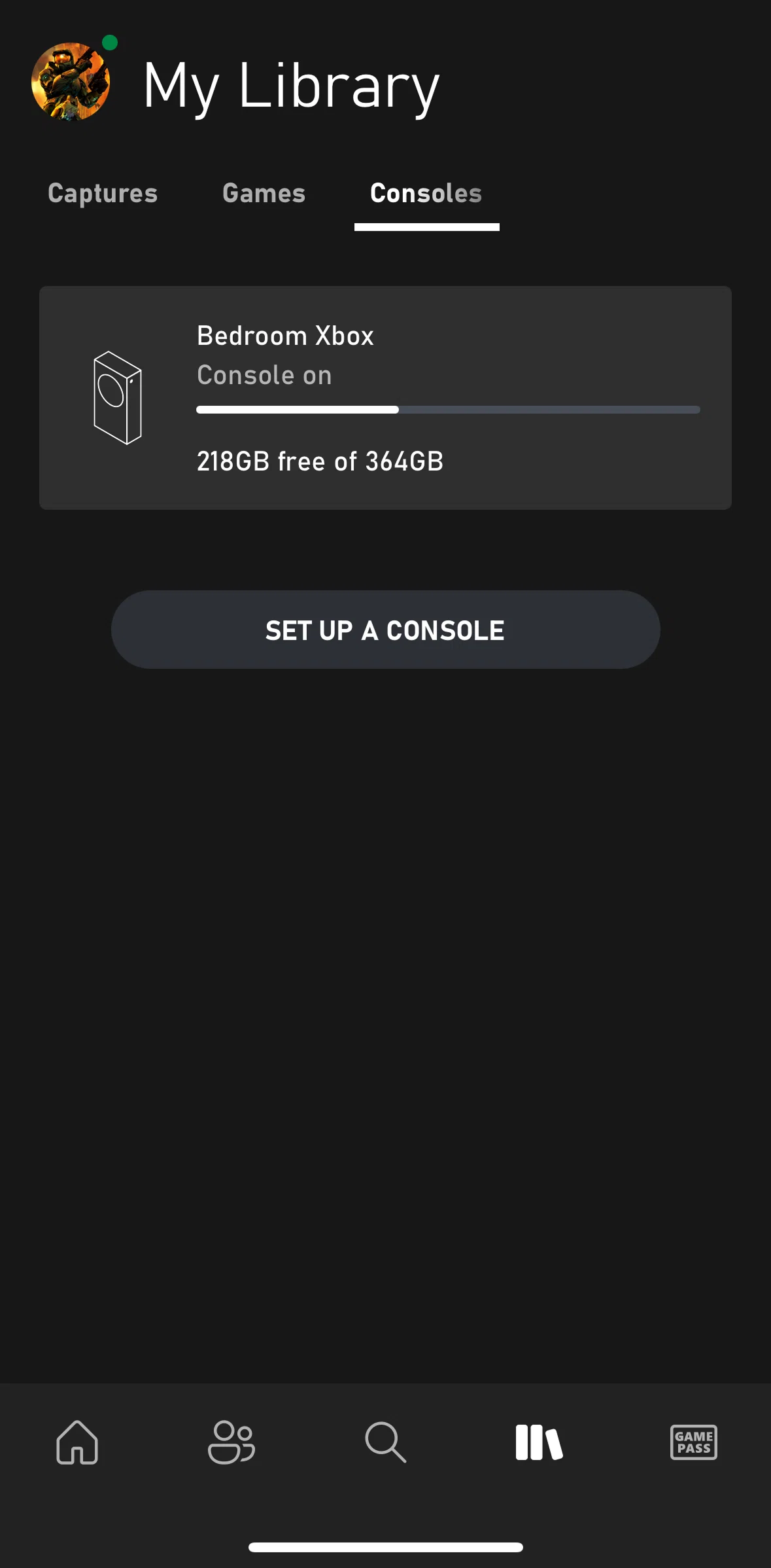 Xbox Screen screen in the Consoles options flow