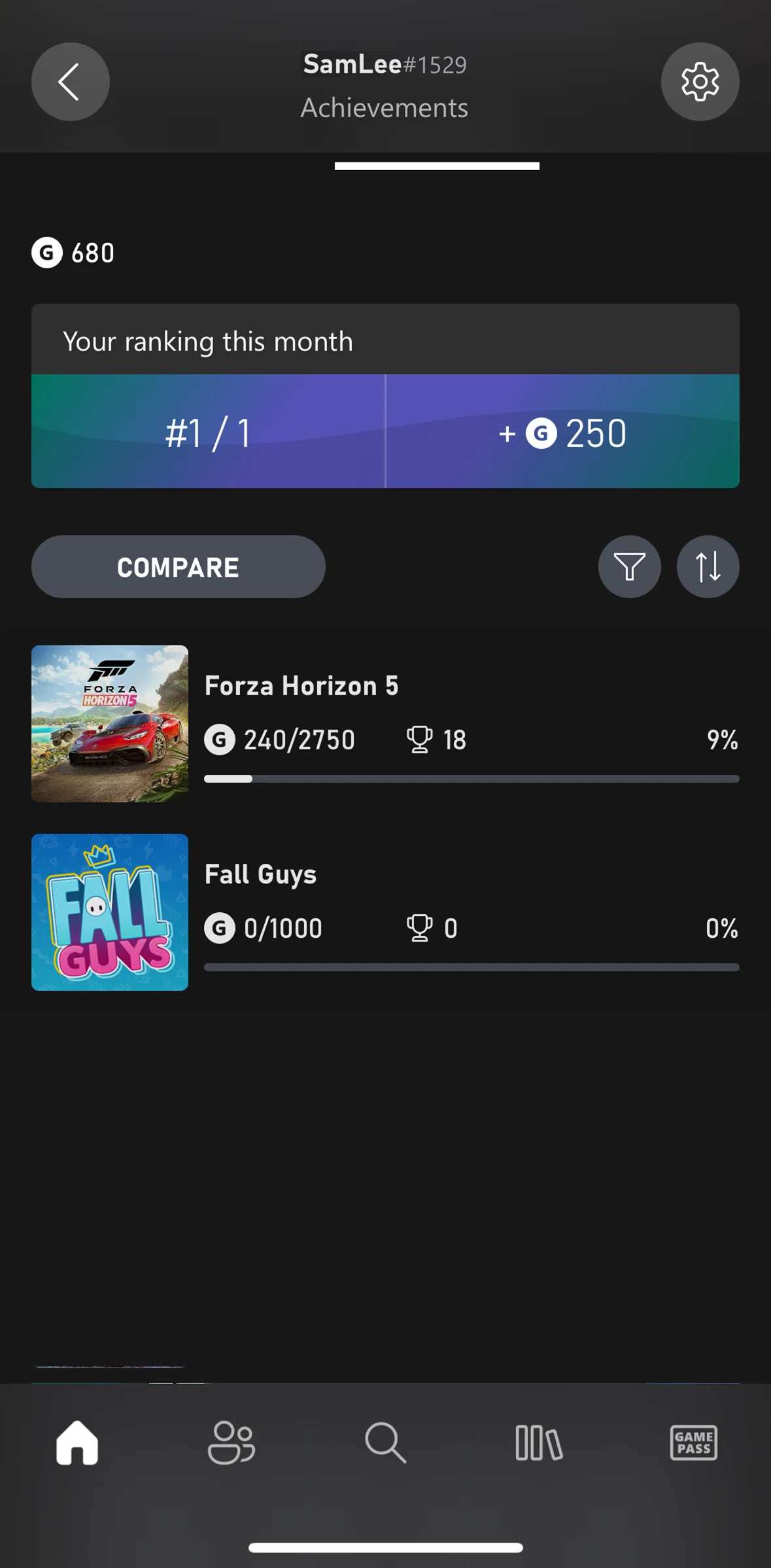 Xbox Screen screen in the Leaderboard flow