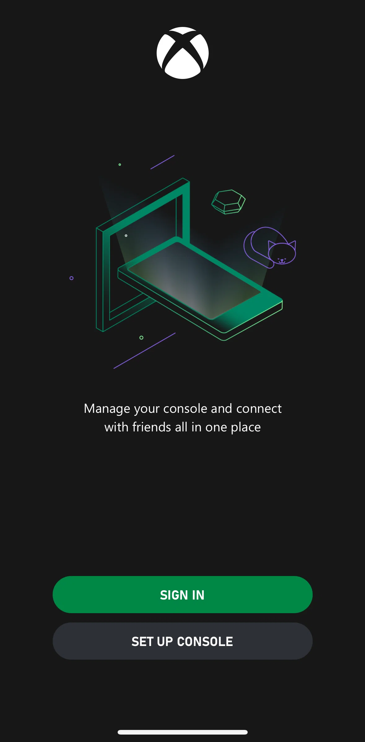 Xbox Screen screen in the Logging in flow
