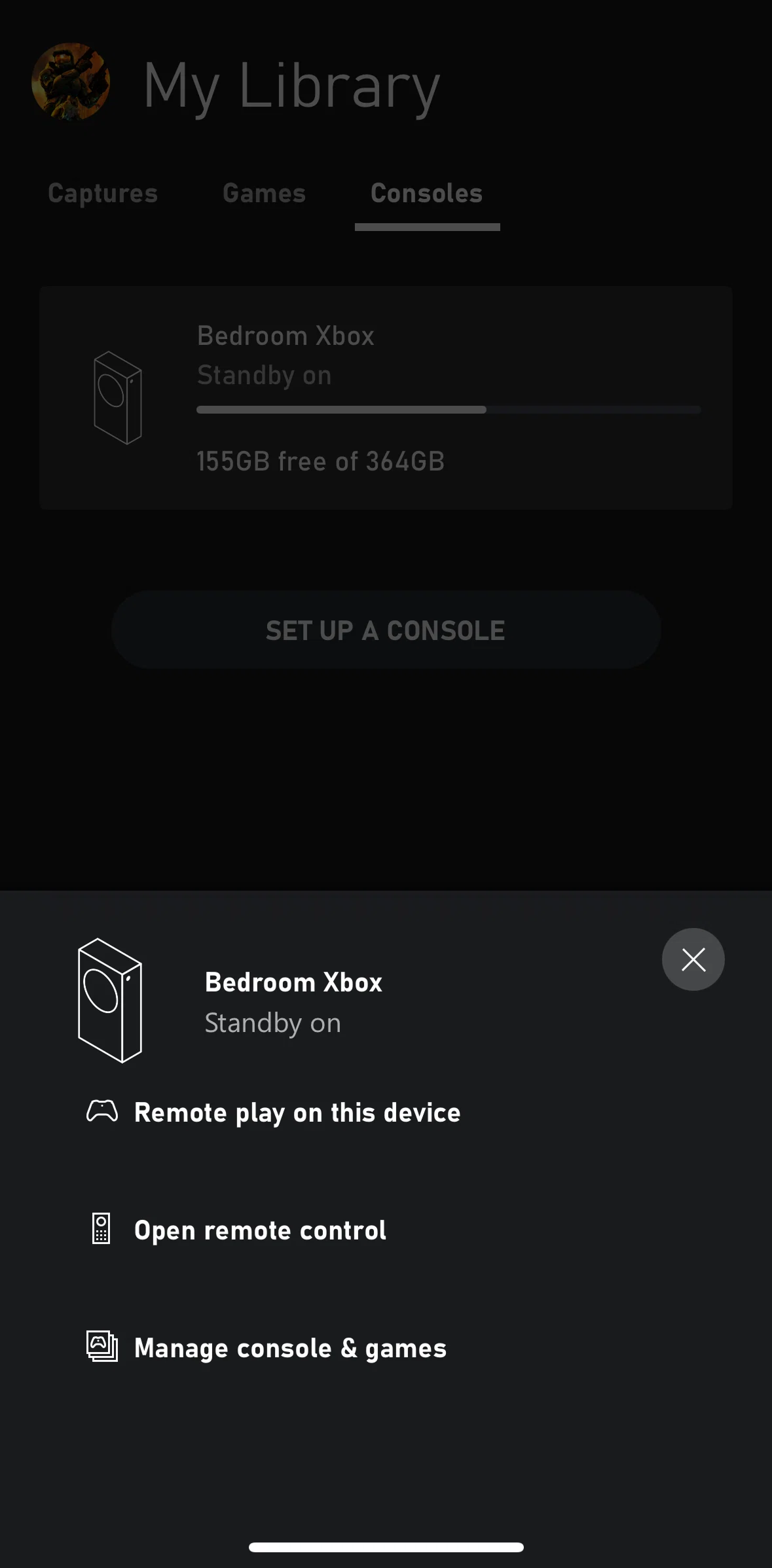 Xbox Screen screen in the Open remote control flow