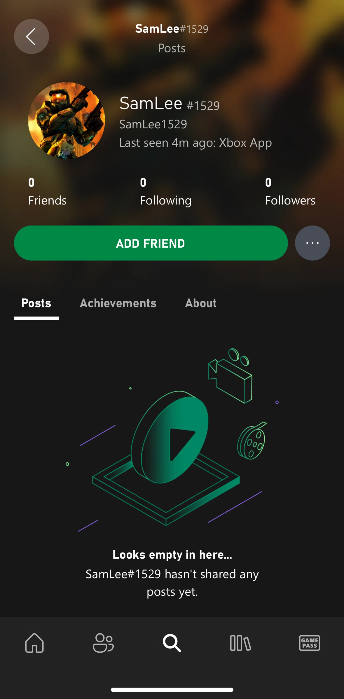 Xbox Screen screen in the Profile options flow