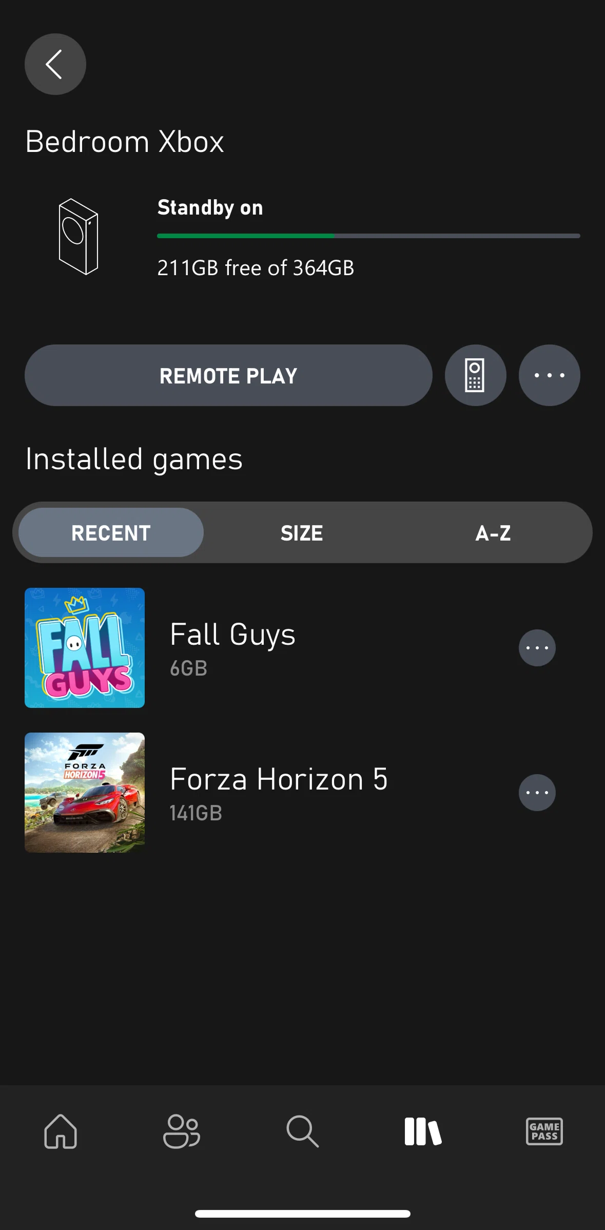 Xbox Screen screen in the Uninstalling a game flow