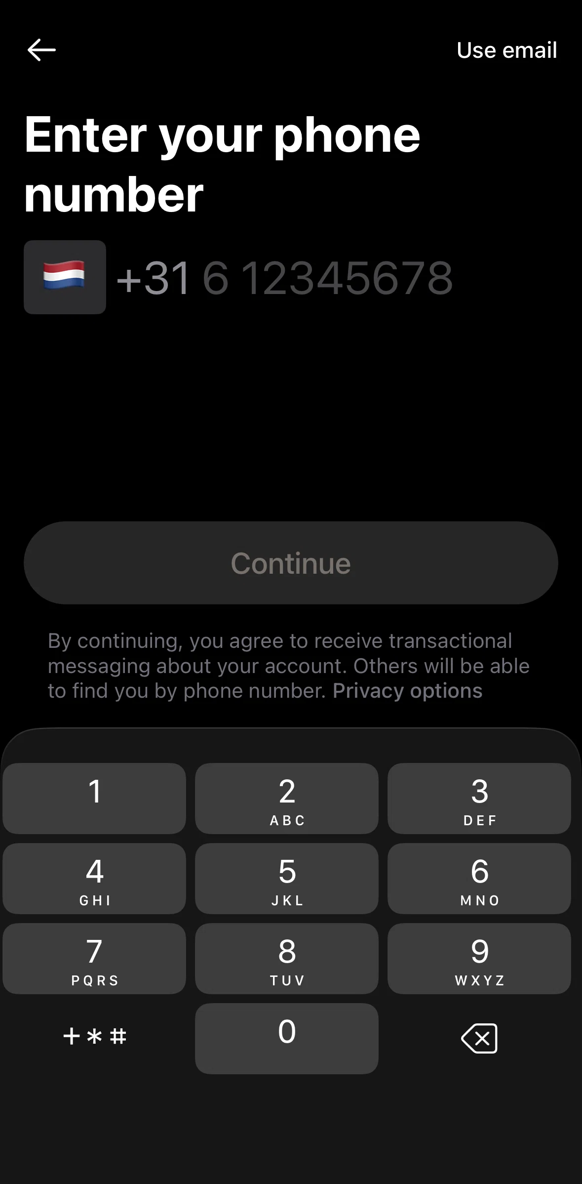 XChat Screen screen in the Changing country flow