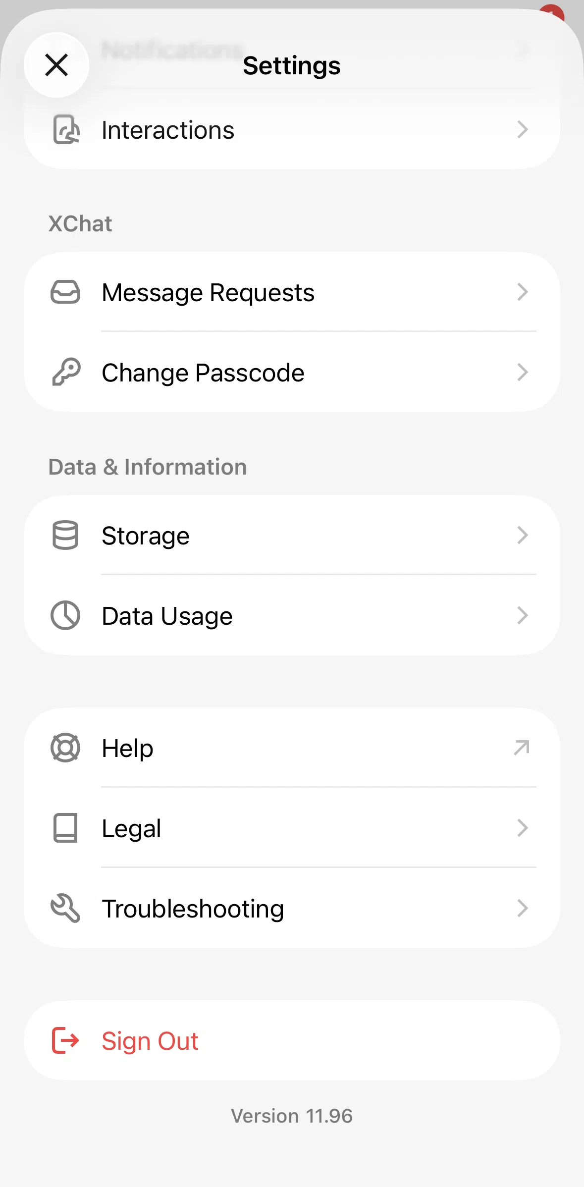 XChat Screen screen in the Changing upload quality flow