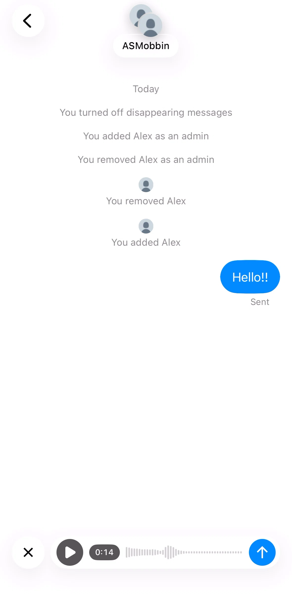 XChat Screen screen in the Listening to voice message flow