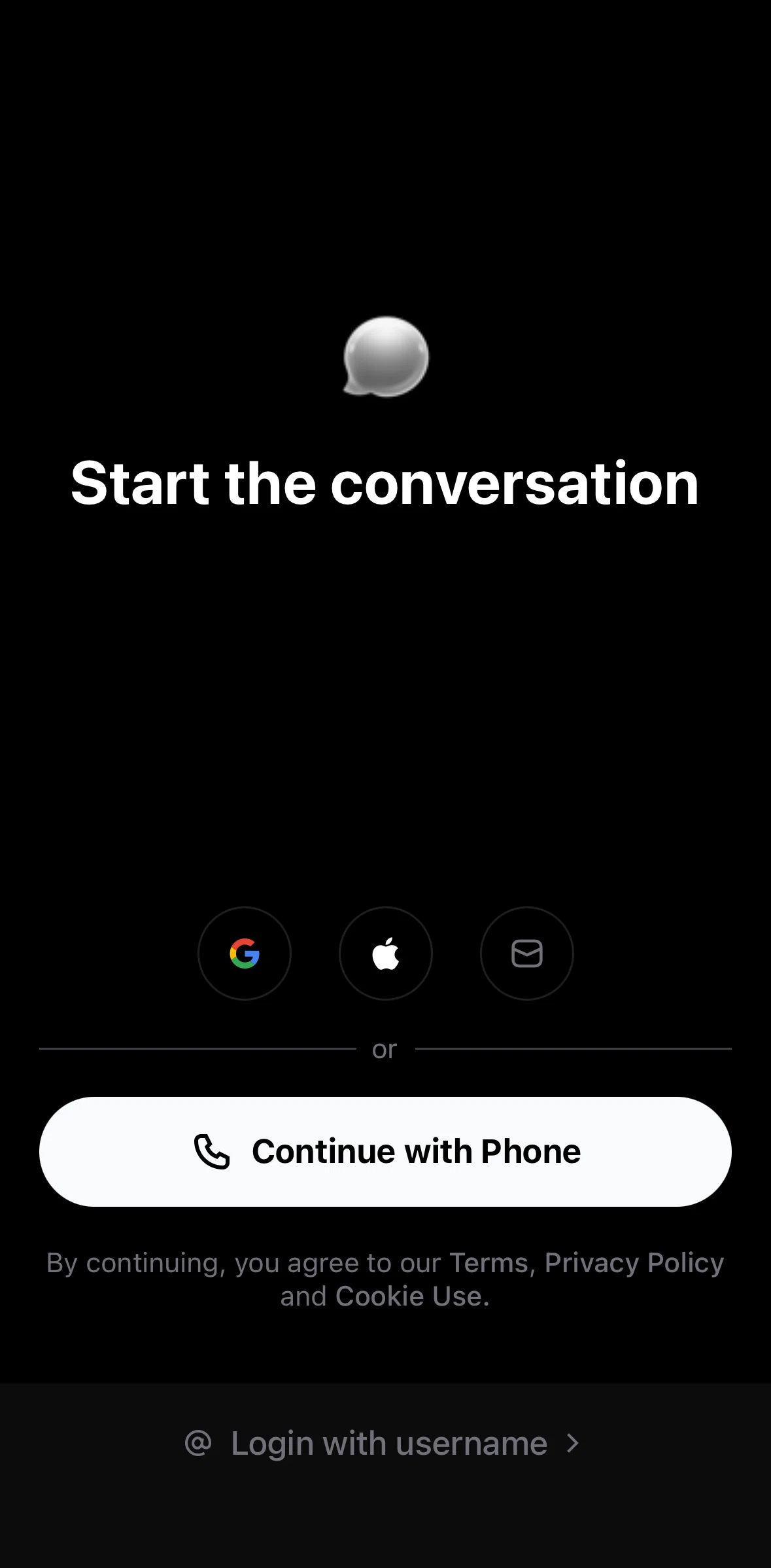 XChat Screen screen in the Logging in (without X app) flow