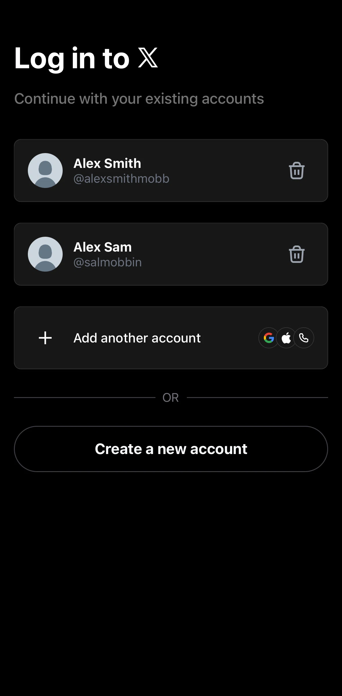 XChat Screen screen in the Logging in flow
