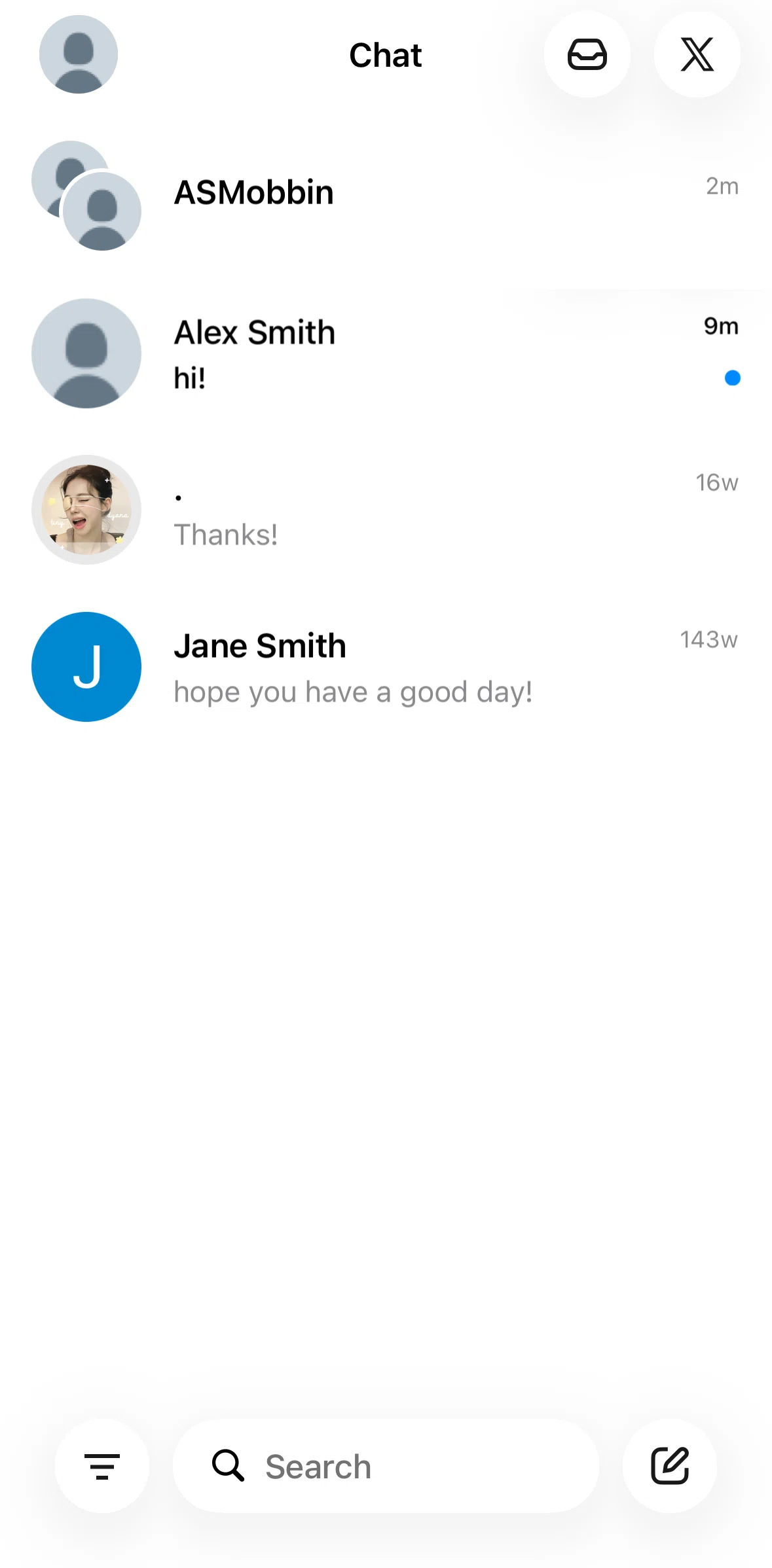 XChat Screen screen in the Message requests flow