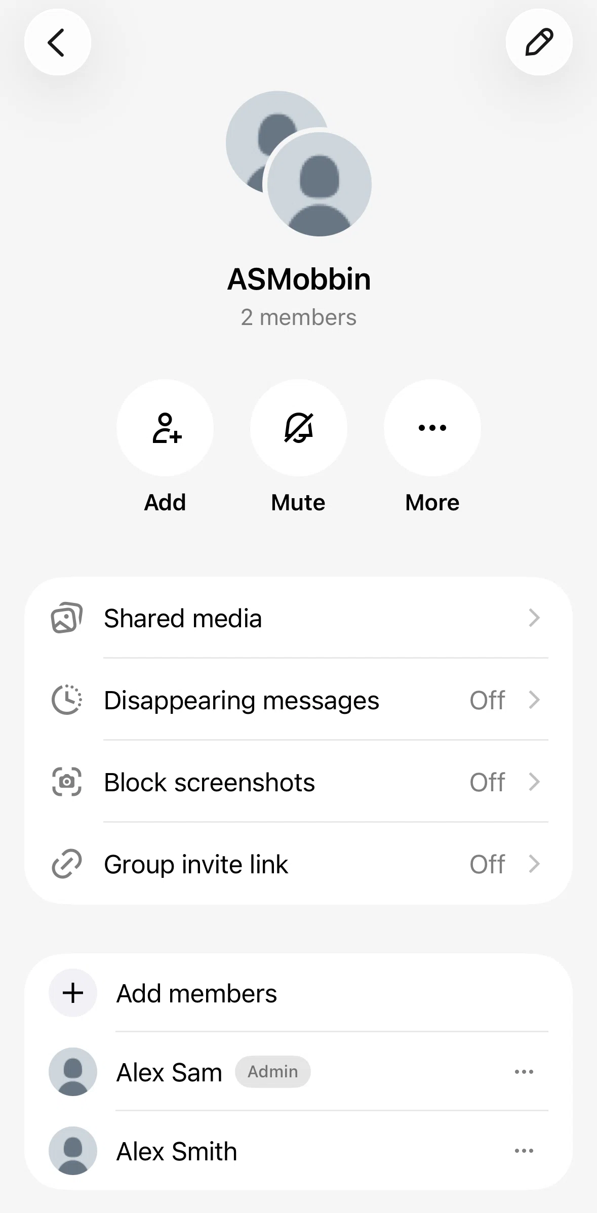 XChat Screen screen in the Muting a group chat flow