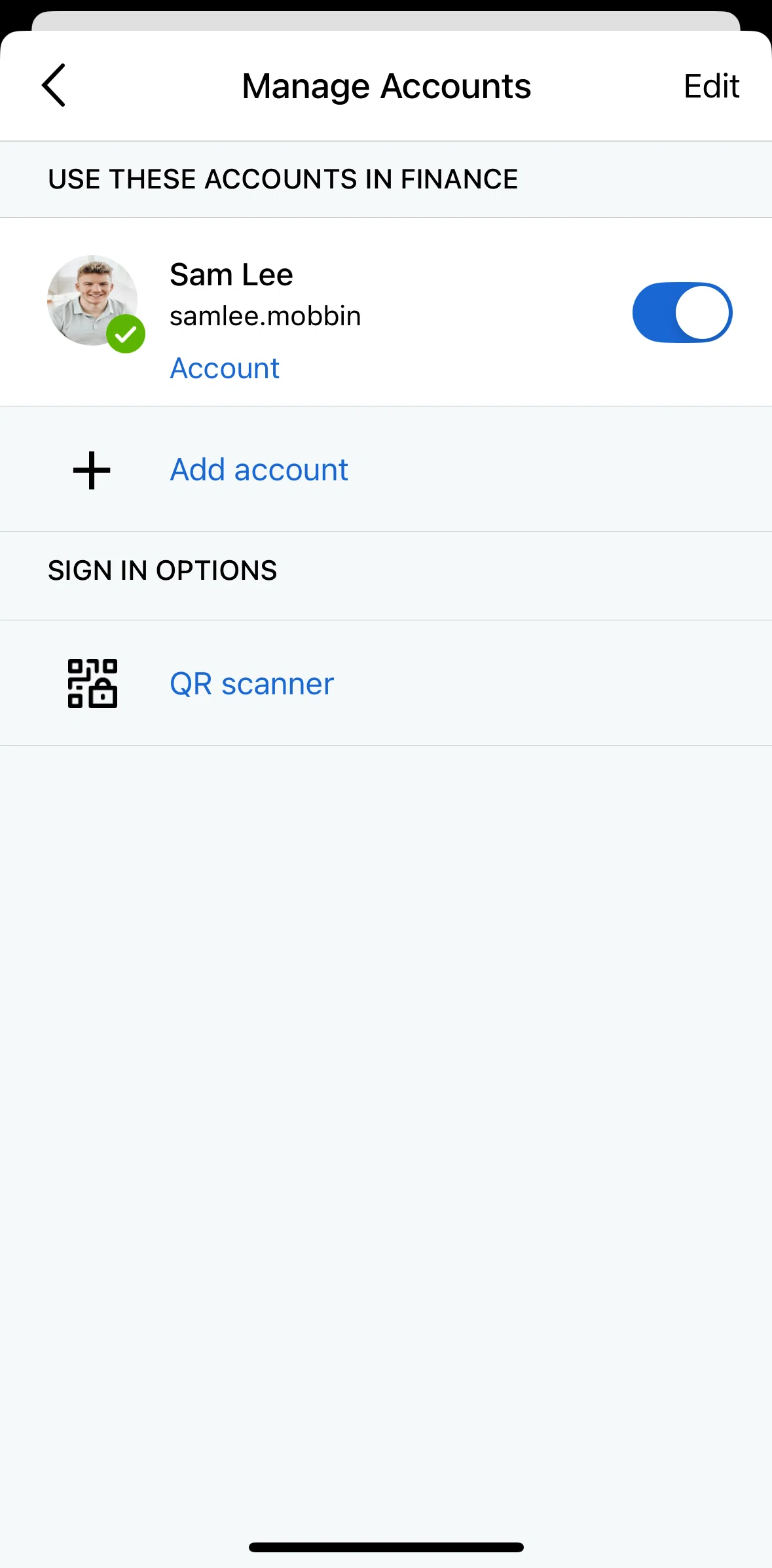 Yahoo Finance Screen screen in the QR scanner flow