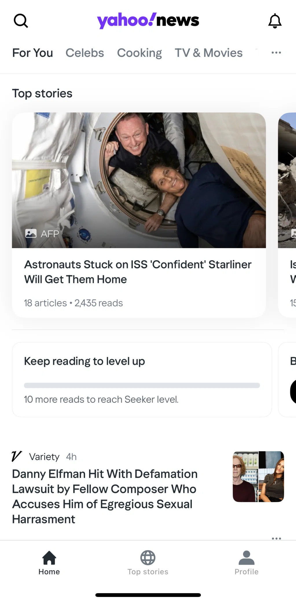Yahoo News Screen screen in the Notifications flow