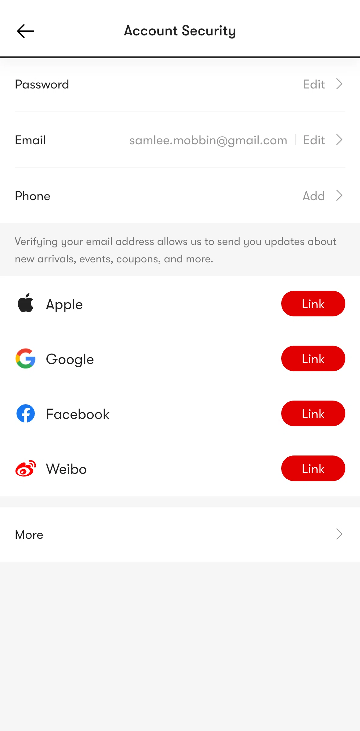 Yami Screen screen in the Changing password flow