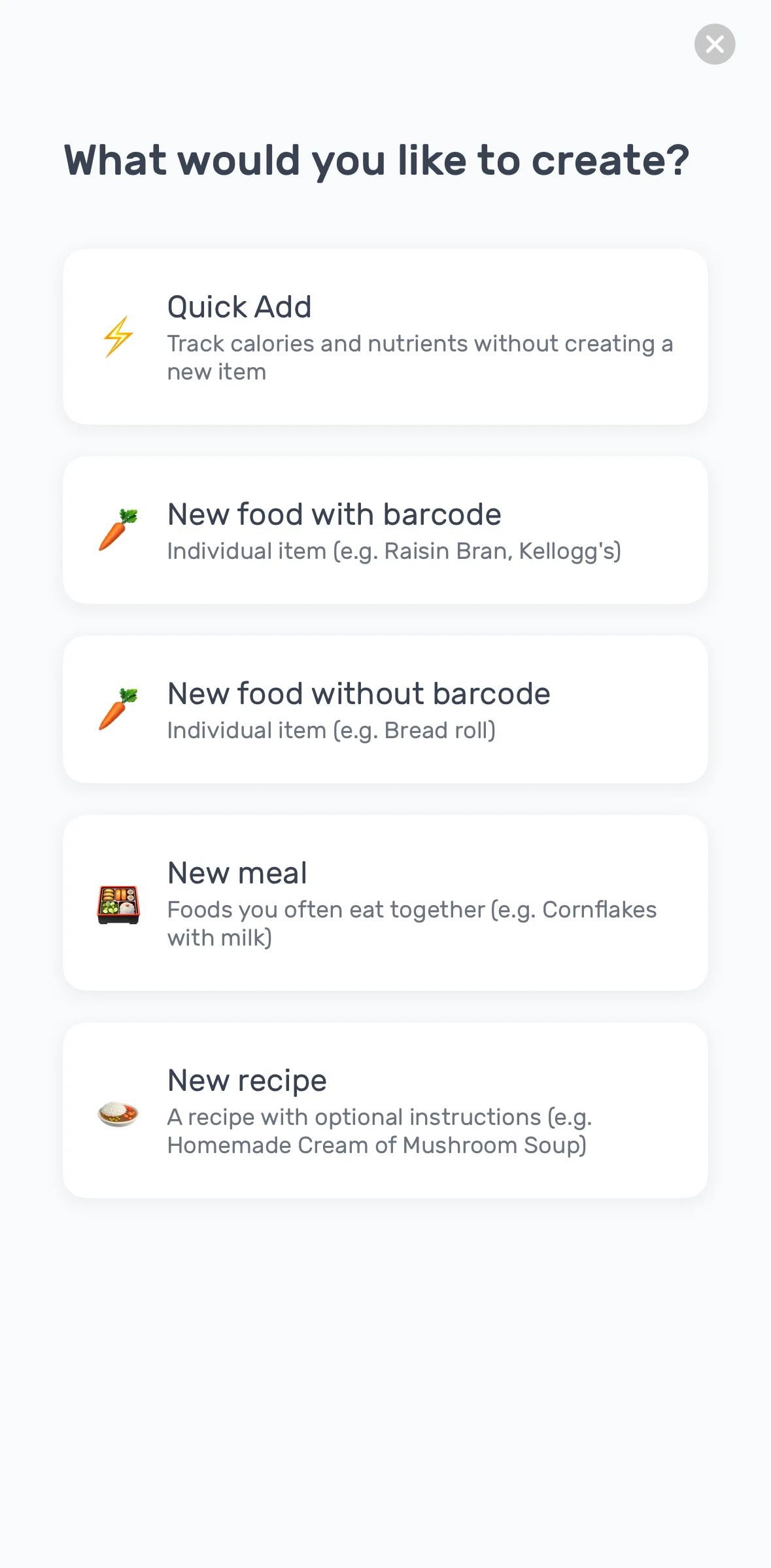 Yazio Screen screen in the Creating a recipe flow
