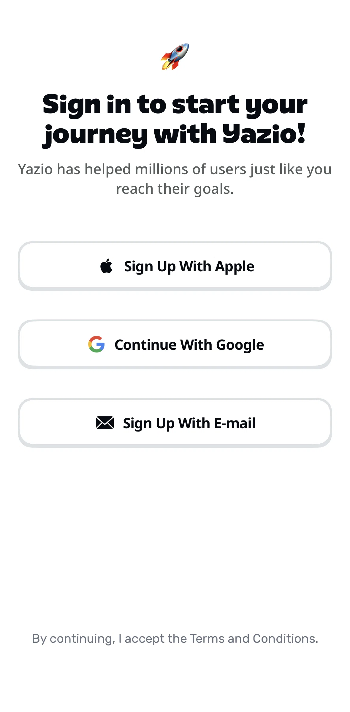 Yazio Screen screen in the Creating account flow