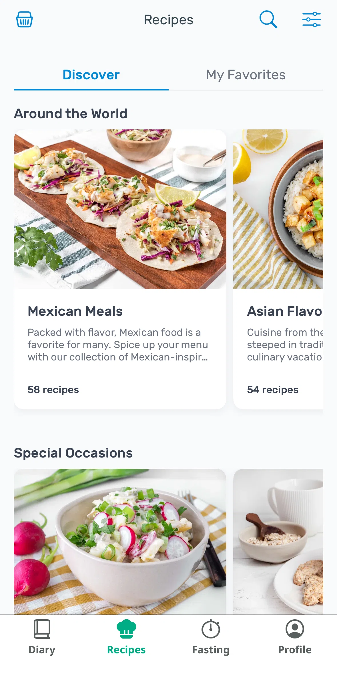 Yazio Screen screen in the Recipe list flow