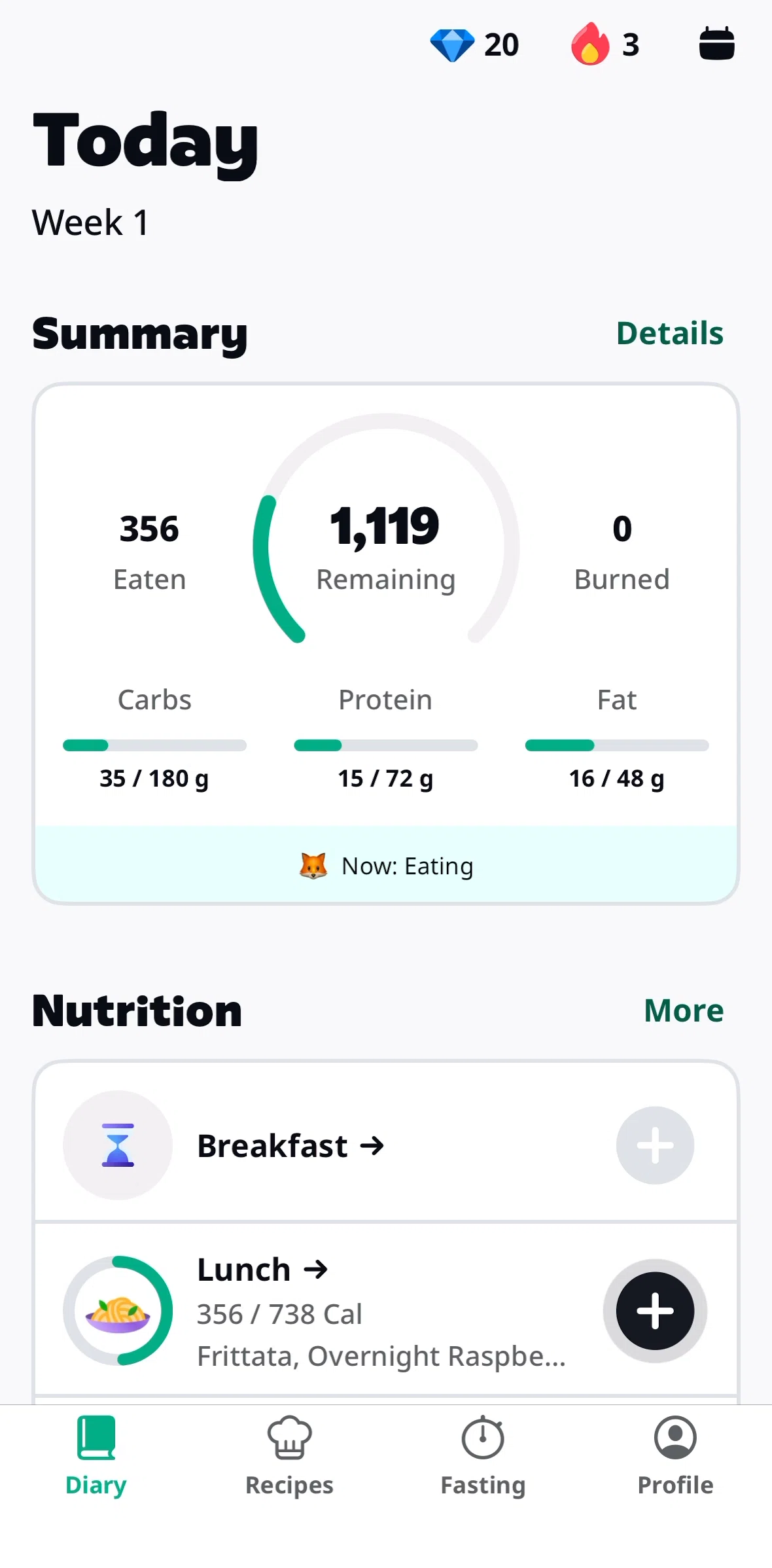 Yazio Screen screen in the Recipes flow