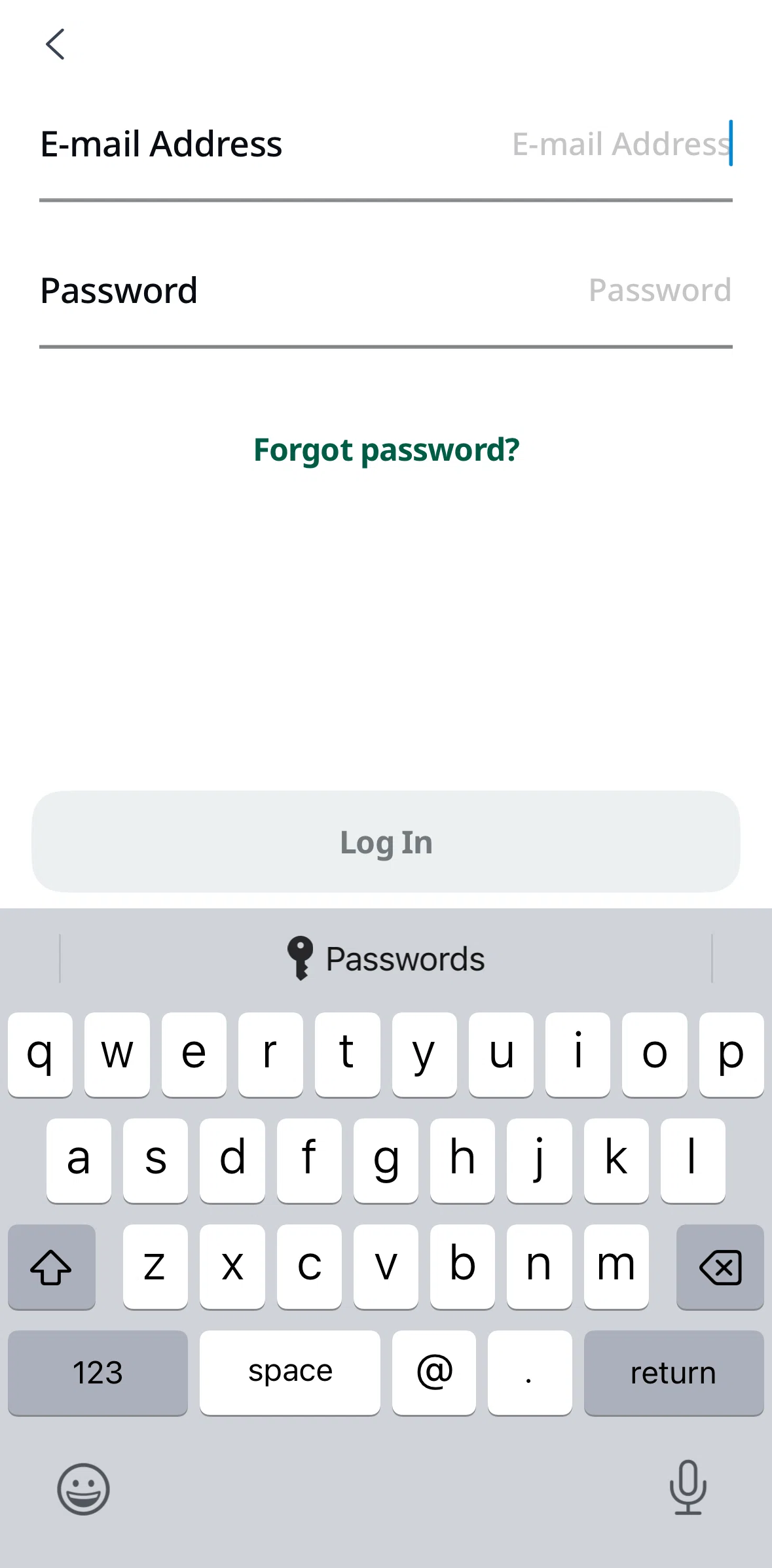 Yazio Screen screen in the Resetting password flow