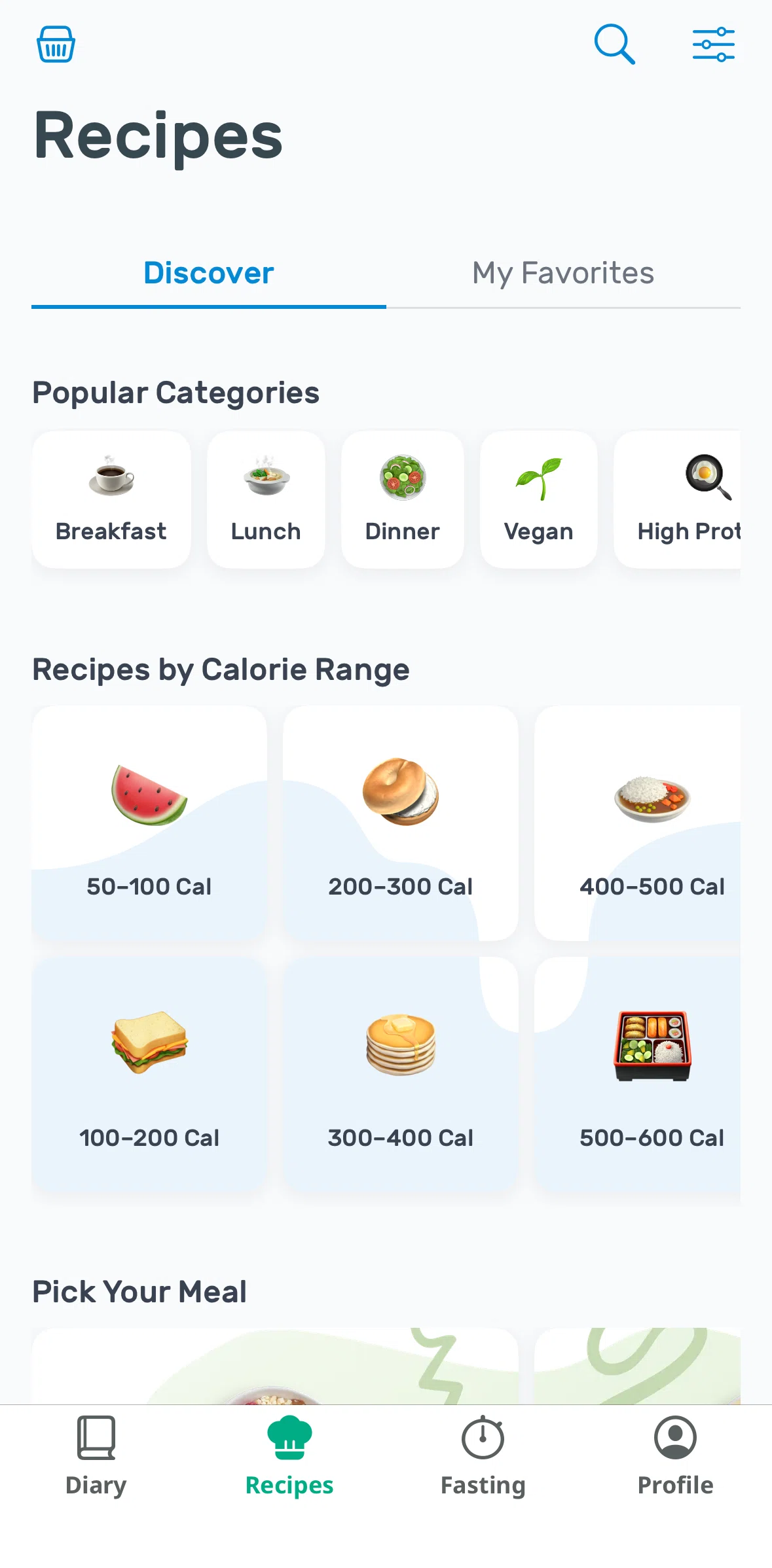 Yazio Screen screen in the Searching recipes flow