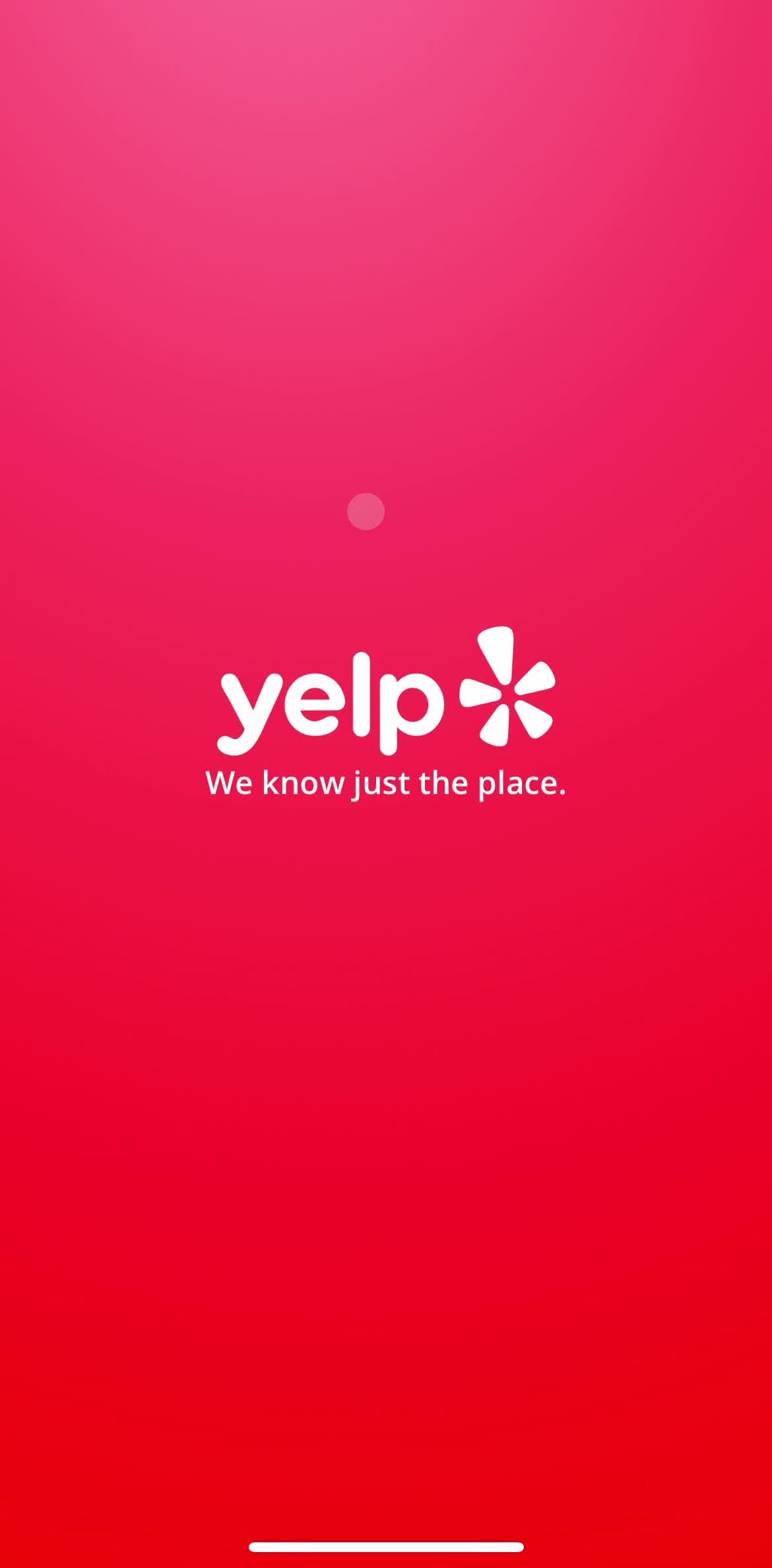 Yelp Splash screen screen in the Onboarding flow
