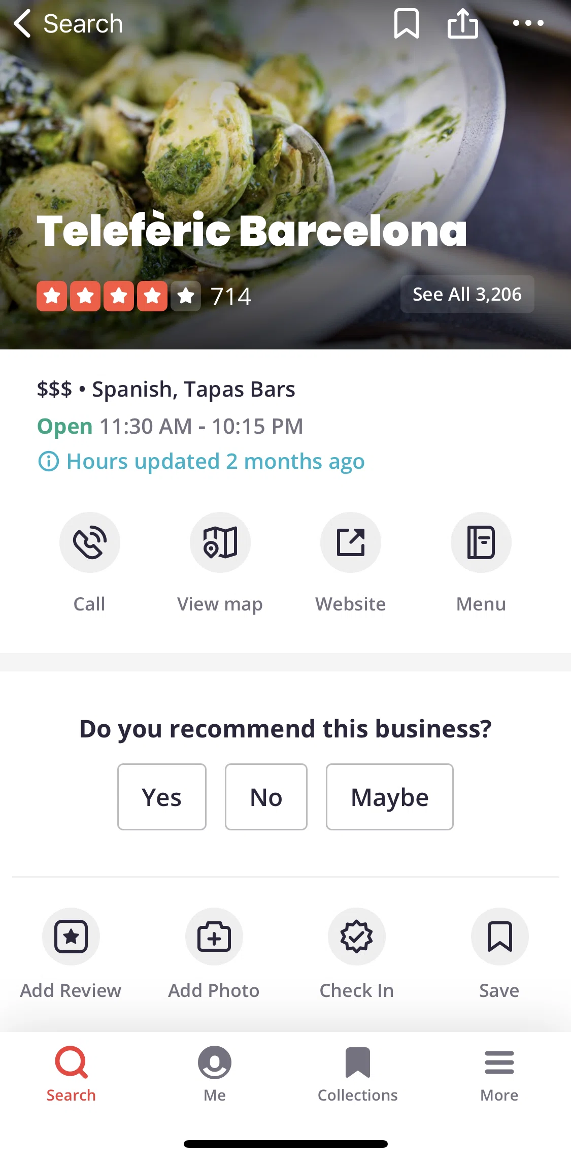 Yelp Screen screen in the See all photo and videos flow