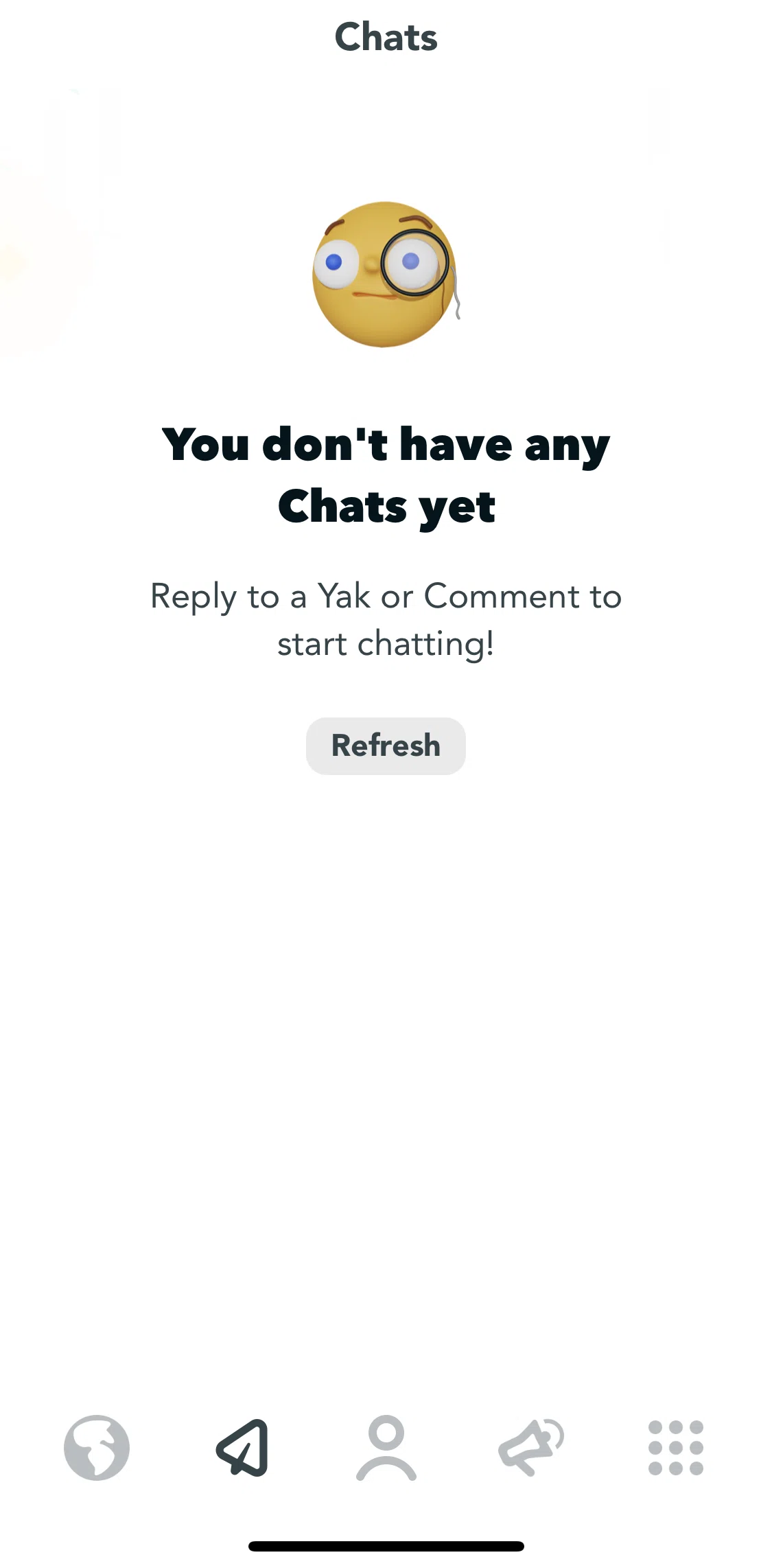 Yik Yak Screen screen in the Chats flow