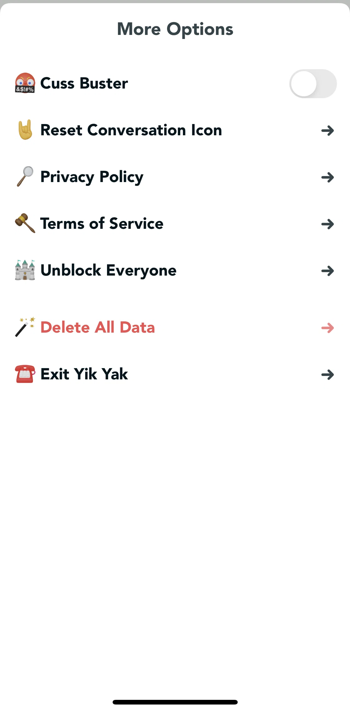 Yik Yak Screen screen in the Terms of service flow