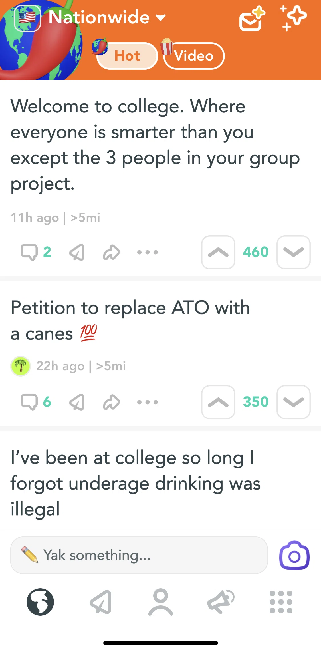Yik Yak Screen screen in the Yak post detail flow