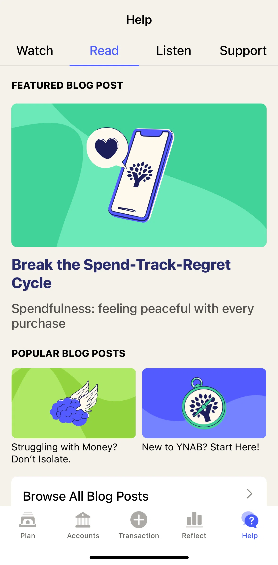 YNAB Screen screen in the Article detail flow