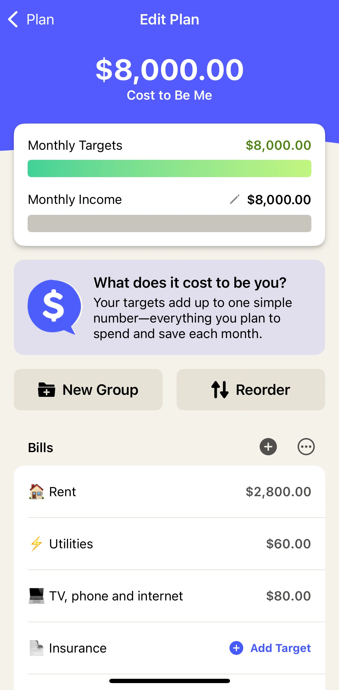 YNAB Screen screen in the Creating a new category group flow